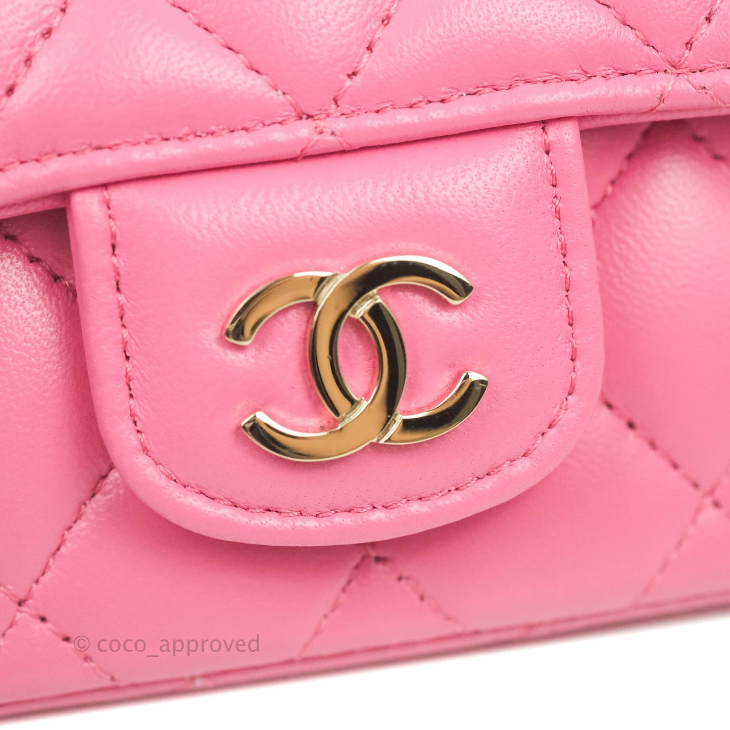 Chanel Quilted Case With Chain Pink Lambskin Gold Hardware