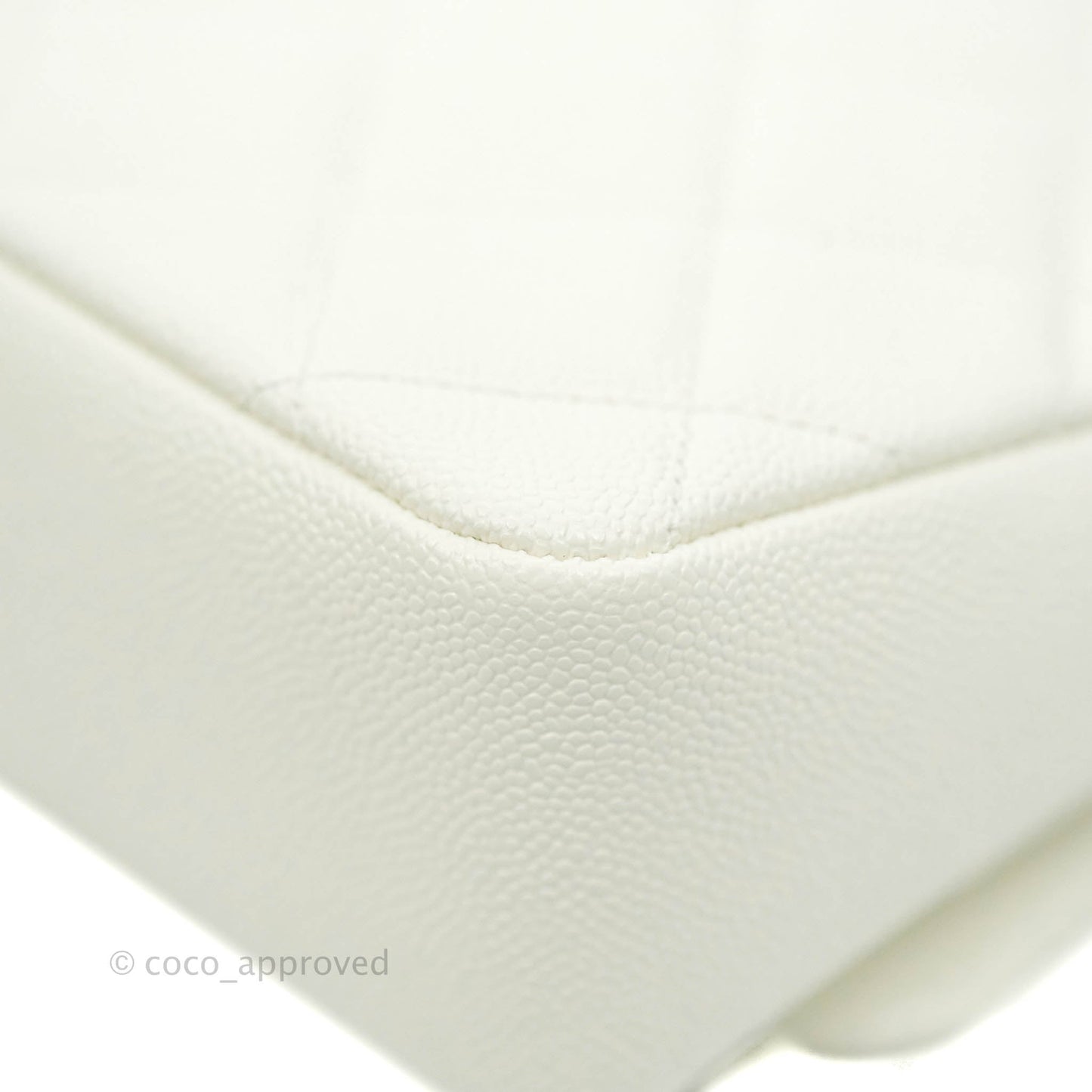 Chanel Small Quilted Melody Flap White Caviar Aged Gold Hardware 22P