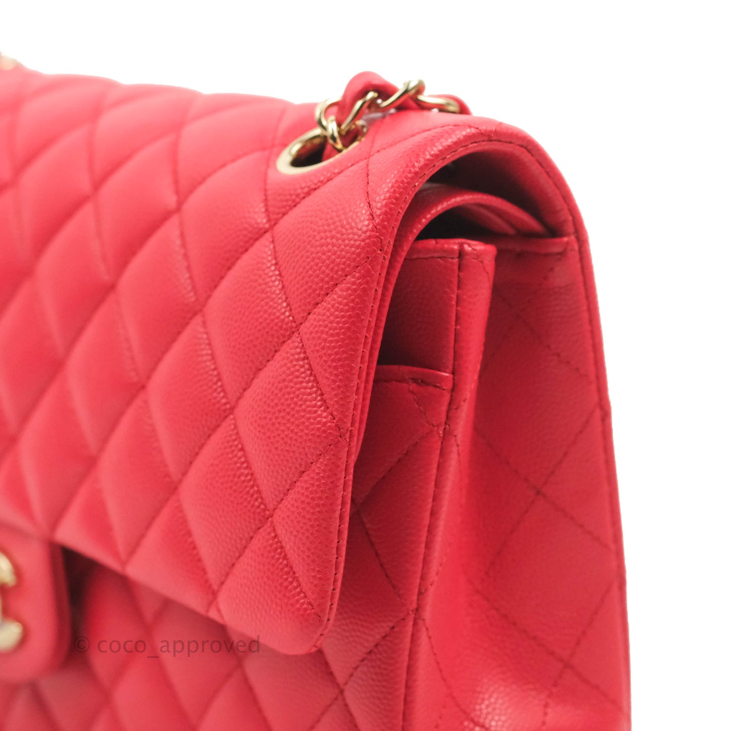 Chanel Medium M/L Classic Quilted Flap Red Caviar Gold Hardware 21B