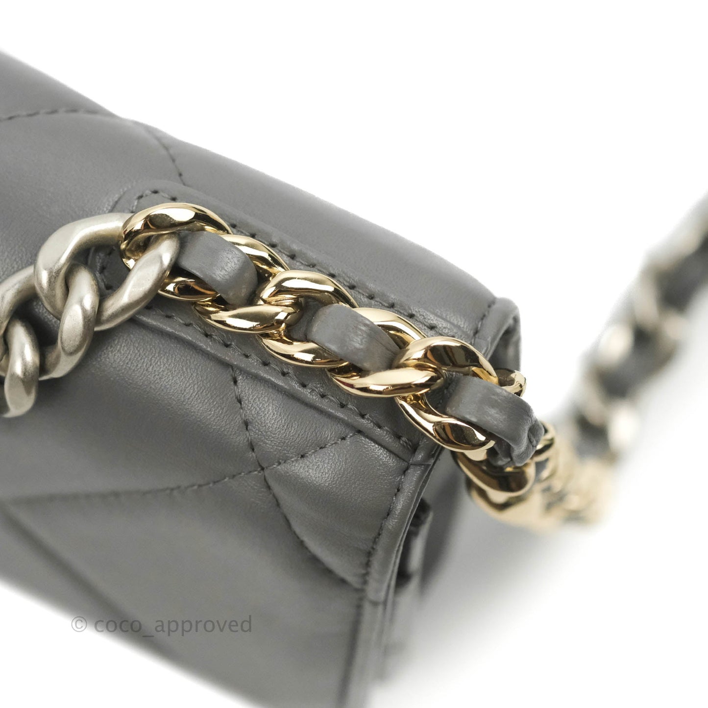 Chanel 19 Wallet on Chain WOC Dark Grey Lambskin Mixed Hardware