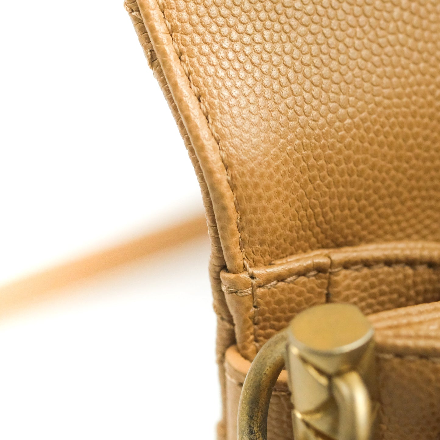 Chanel Mini Messenger Bag Beige Caviar Gold Hardware 21K