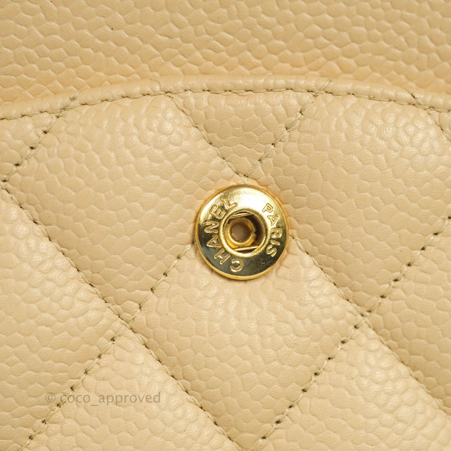 Chanel Classic M/L Medium Double Flap Bag Beige Caviar Gold Hardware