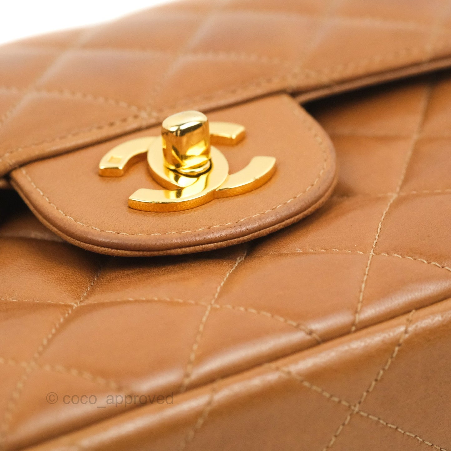 Chanel Vintage Double-sided Small Flap Brown Caramel Lambskin 24K Gold Hardware