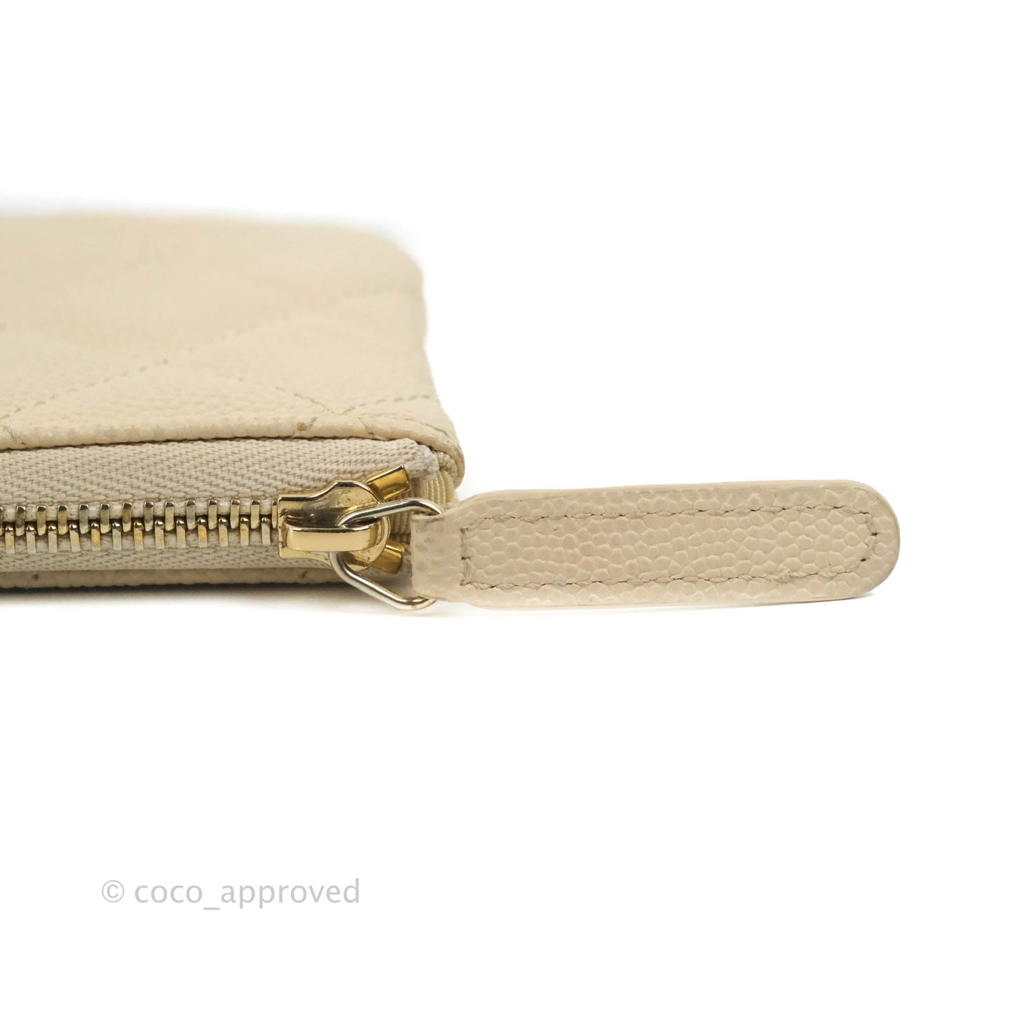Chanel Quilted Mini O Case Light Beige Caviar Gold Hardware