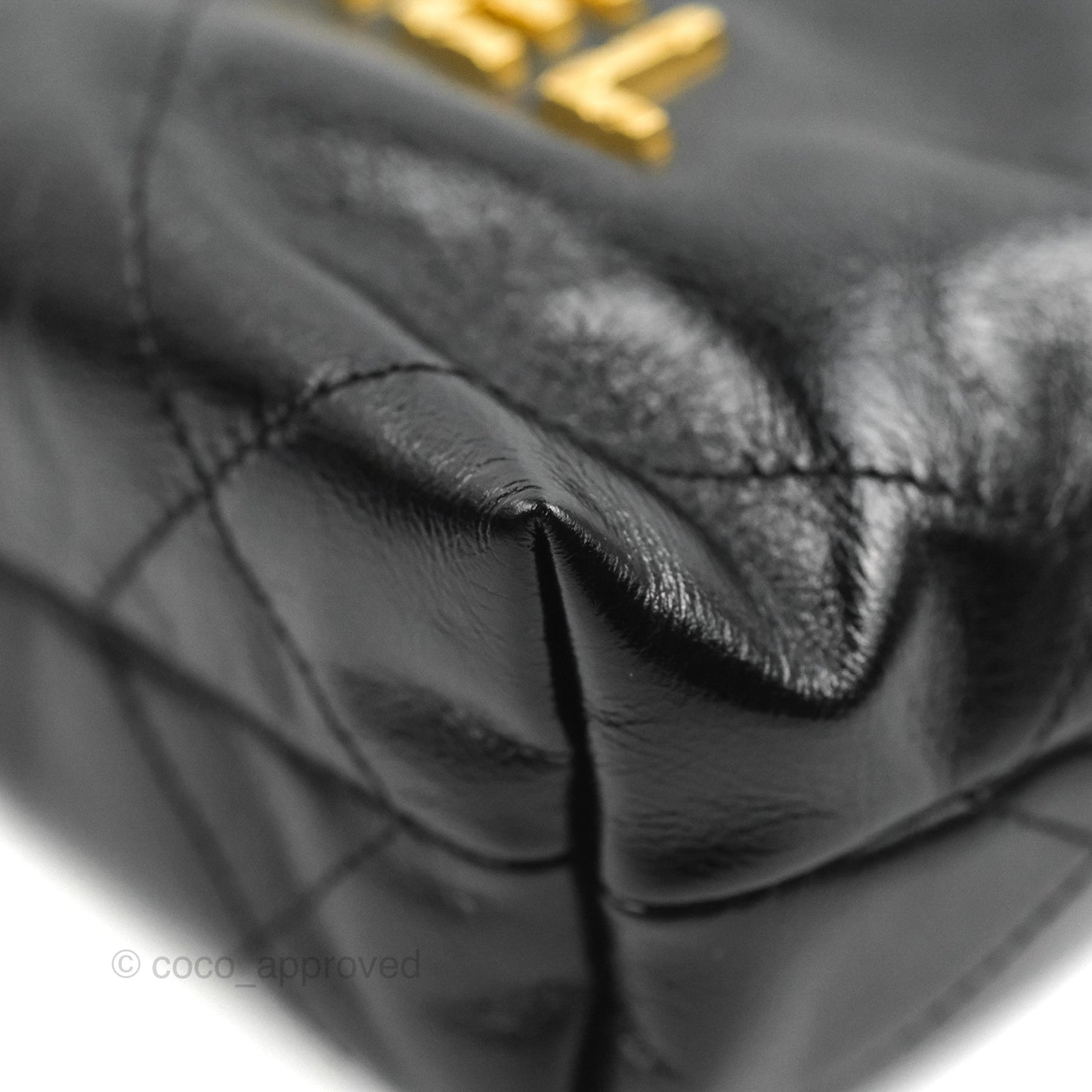 Chanel 22 Mini Bag with Pearl Chain Black Shiny Crumpled Calfskin