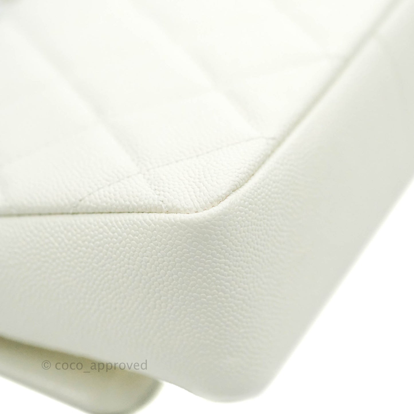 Chanel Small Quilted Melody Flap White Caviar Aged Gold Hardware 22P