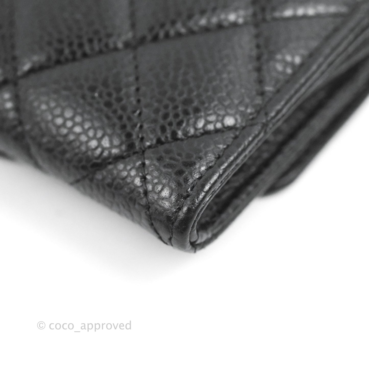 Chanel Quilted Flap Card Holder Black Caviar Silver Hardware