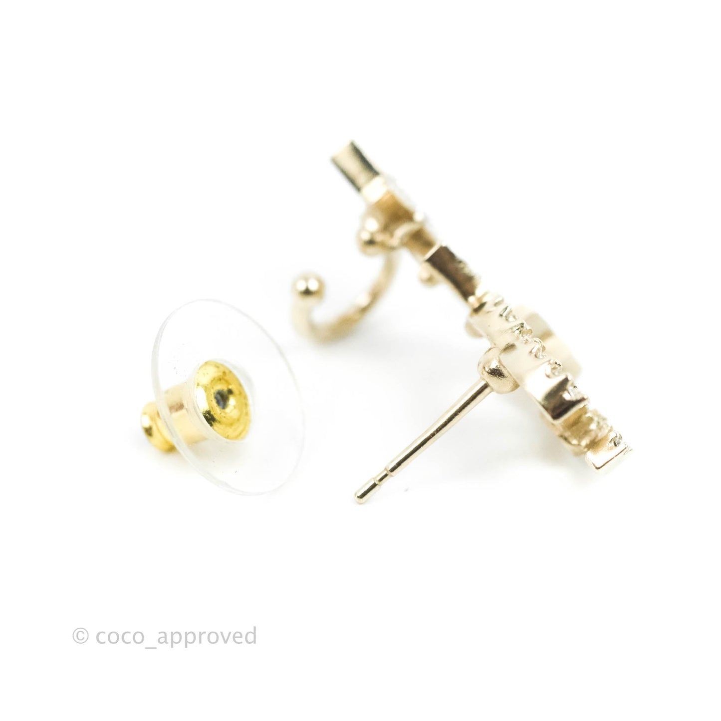 Chanel Crystal CC Star No5 Earrings Ear Clip Gold Tone 22S