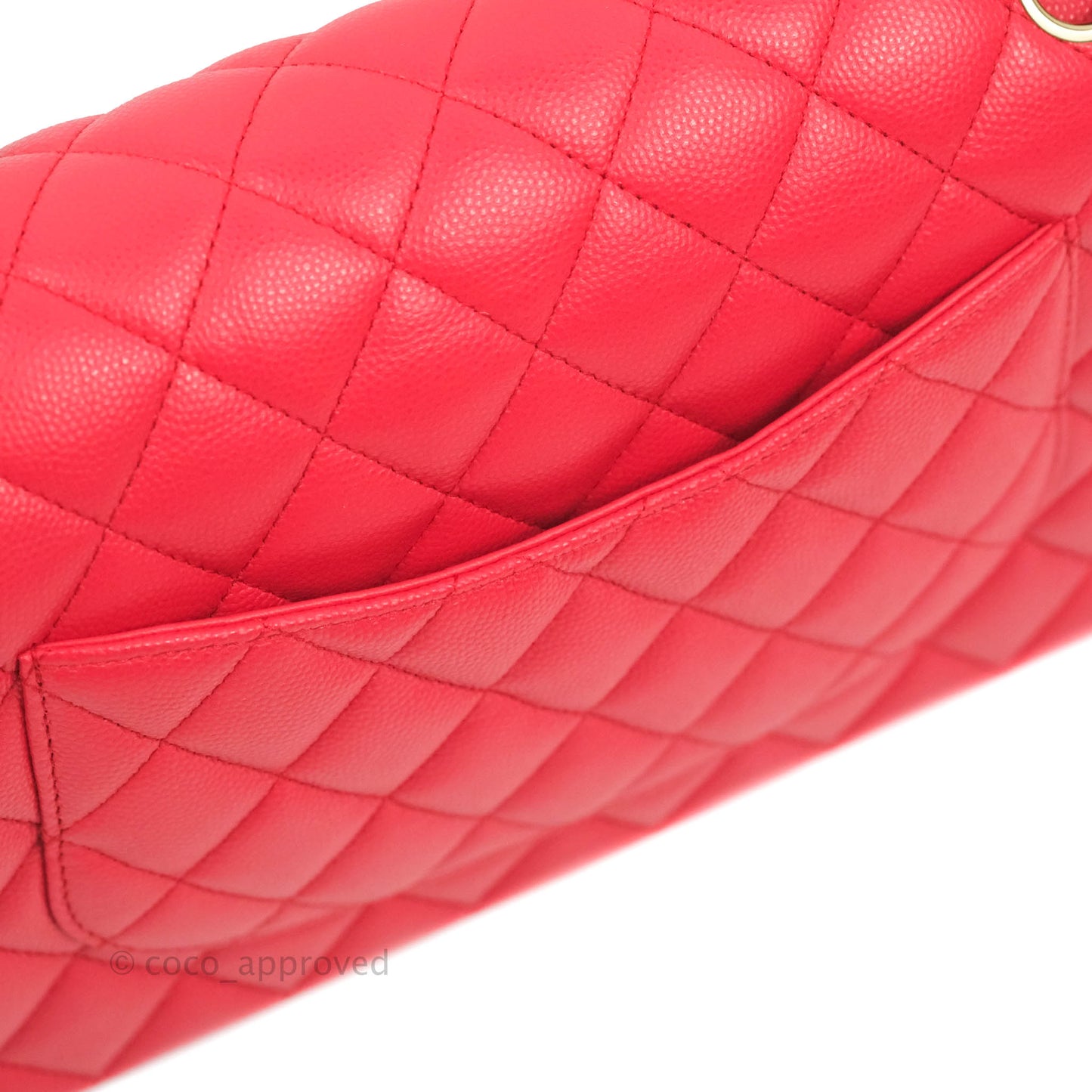 Chanel Medium M/L Classic Quilted Flap Red Caviar Gold Hardware 21B