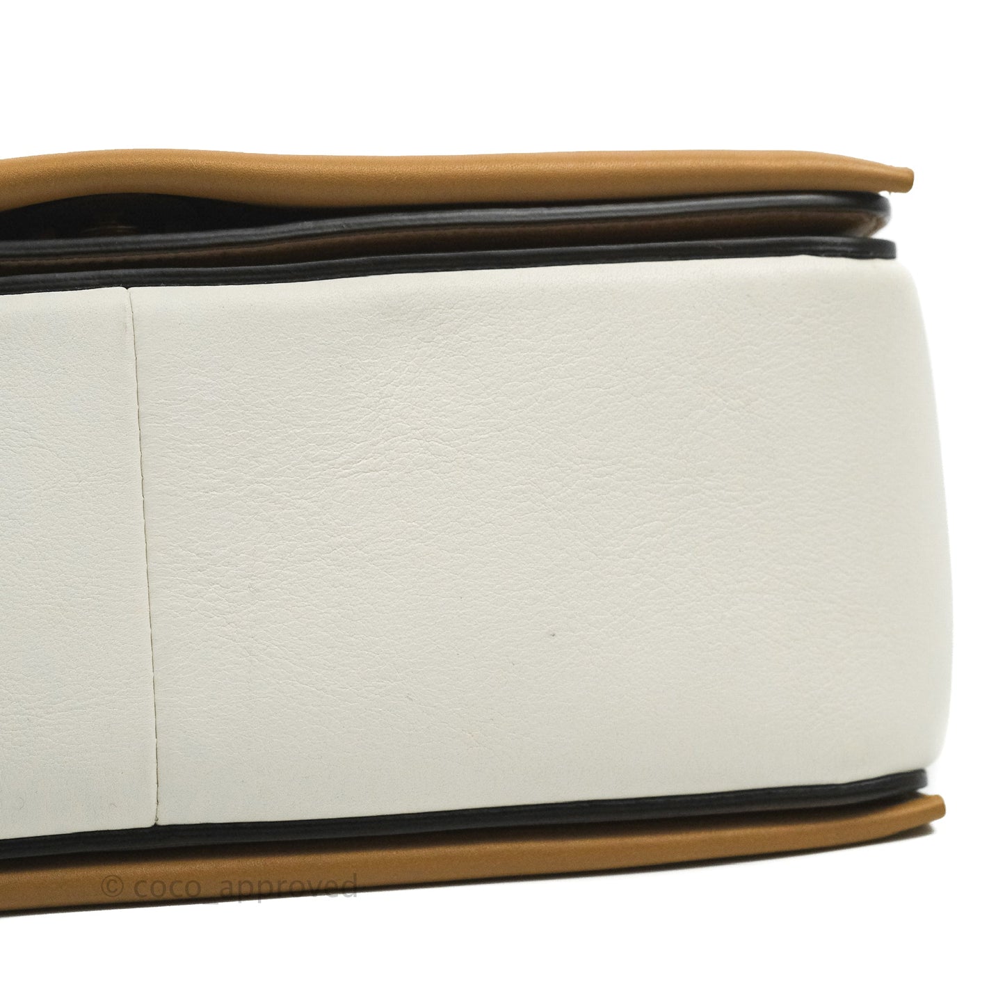 Celine Frame Shoulder Bag White Brown Calfskin Gold Hardware