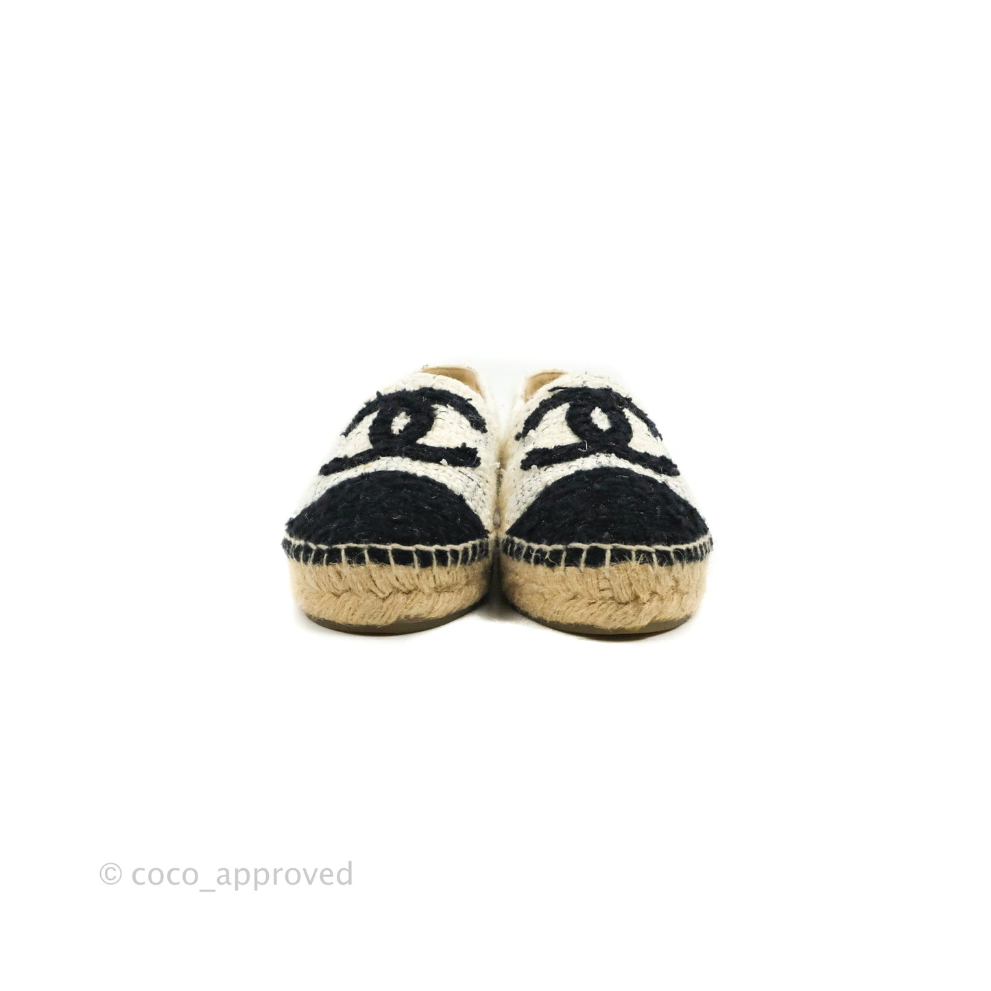 Chanel Espadrille Ivory White Tweed Size 36