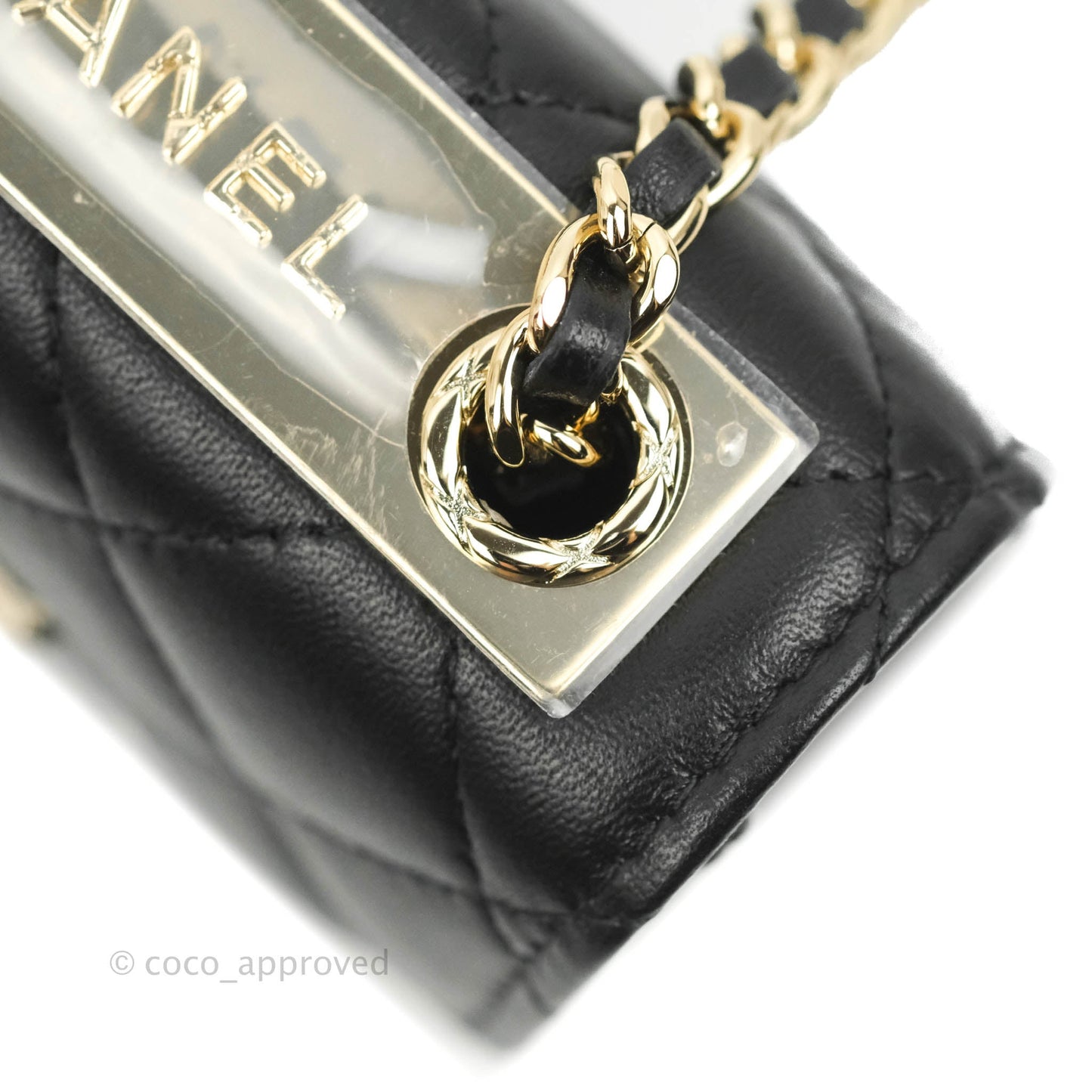 Chanel Mini Quilted Clutch With Chain Black Lambskin Gold Hardware 22S