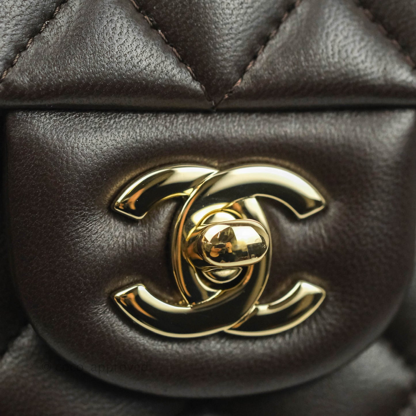 Chanel Classic Small S/M Lambskin Chocolate Brown Gold Hardware