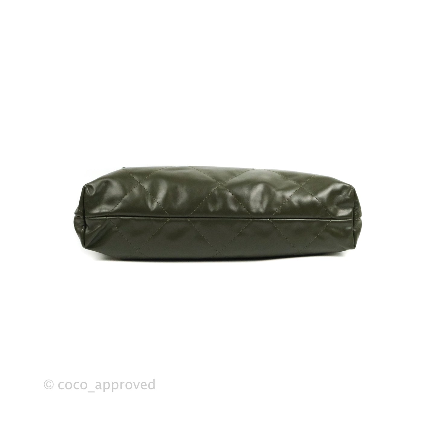 Chanel 22 Medium Army Green Shiny Calfskin Ruthenium Hardware