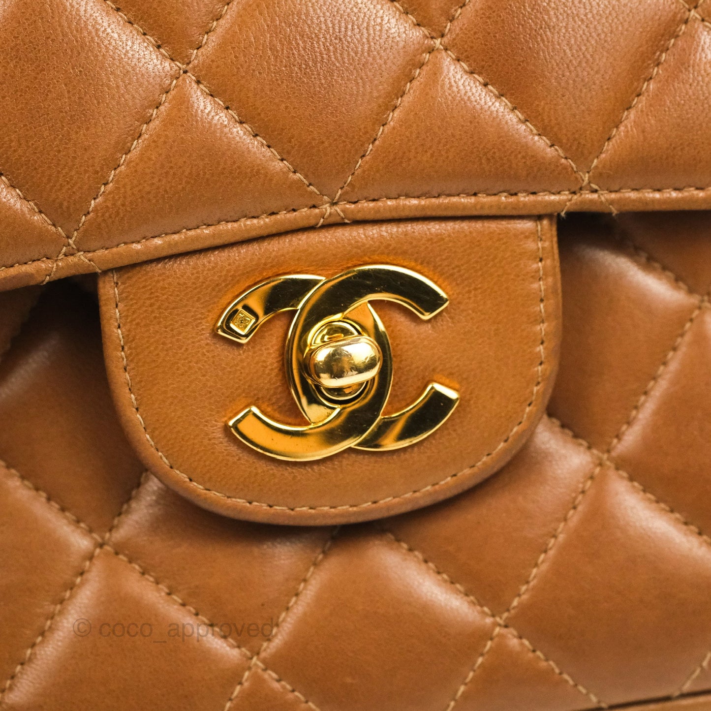 Chanel Vintage Double-sided Small Flap Brown Caramel Lambskin 24K Gold Hardware