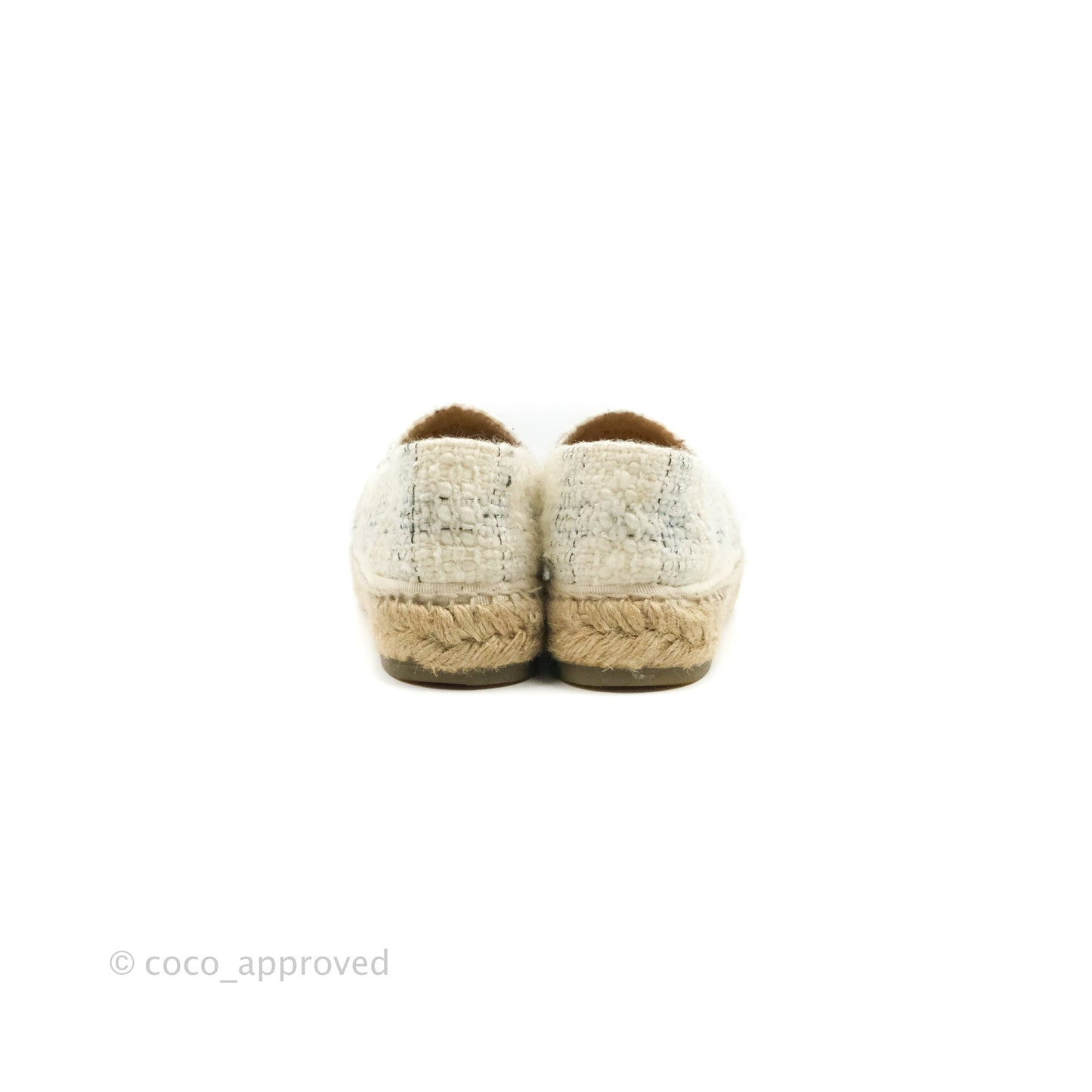 Chanel Espadrille Ivory White Tweed Size 36