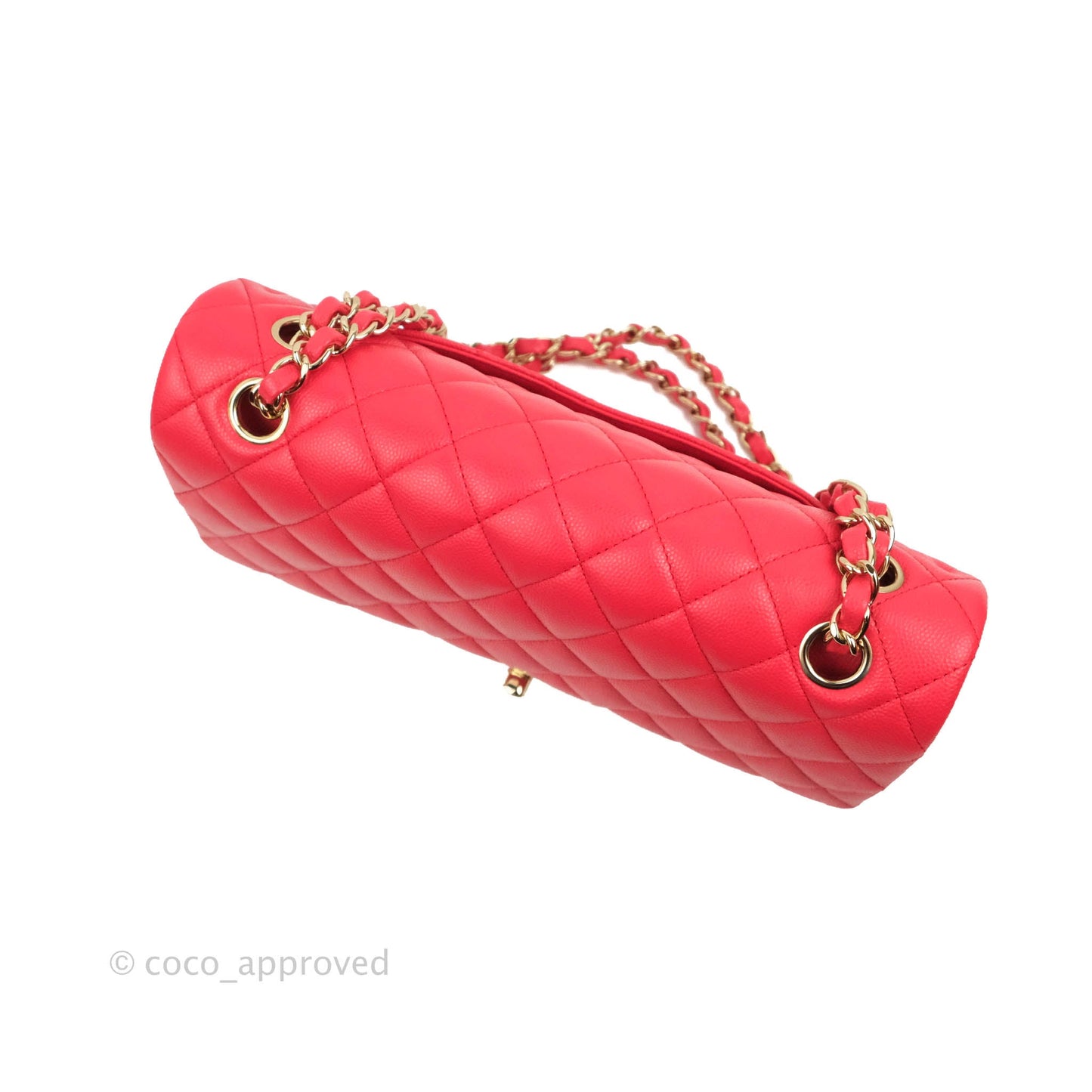 Chanel Medium M/L Classic Quilted Flap Red Caviar Gold Hardware 21B