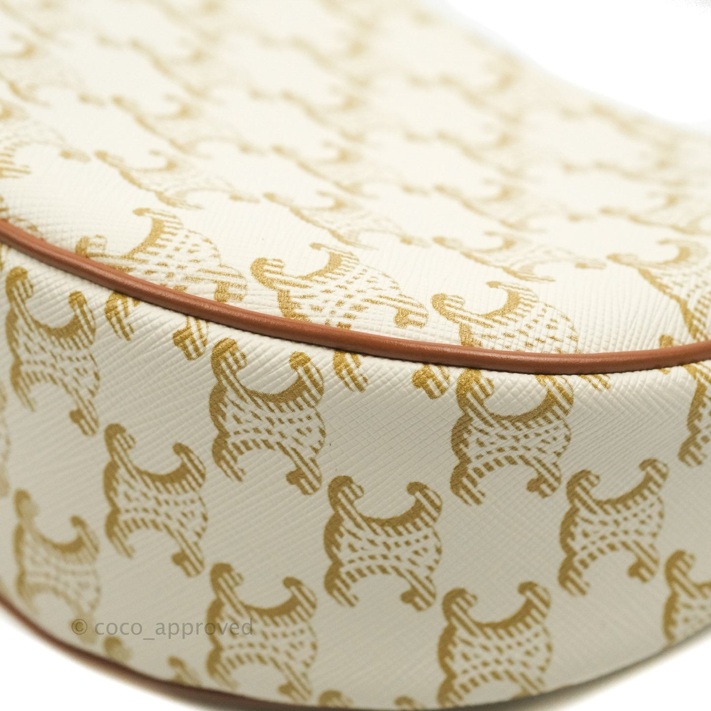 Celine Ava Bag In Triomphe Canvas Calfskin White
