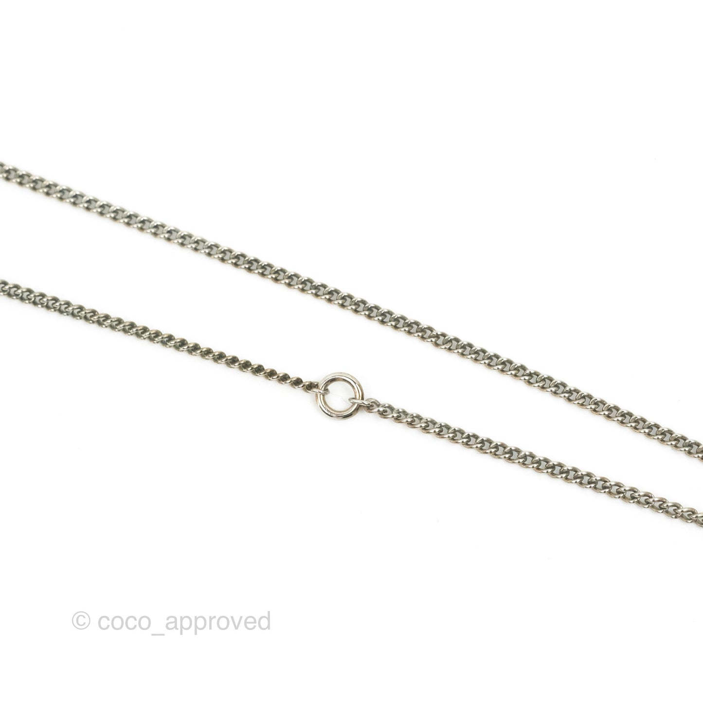 Chanel Baguette Crystal Pearl CC Lariat Necklace Silver