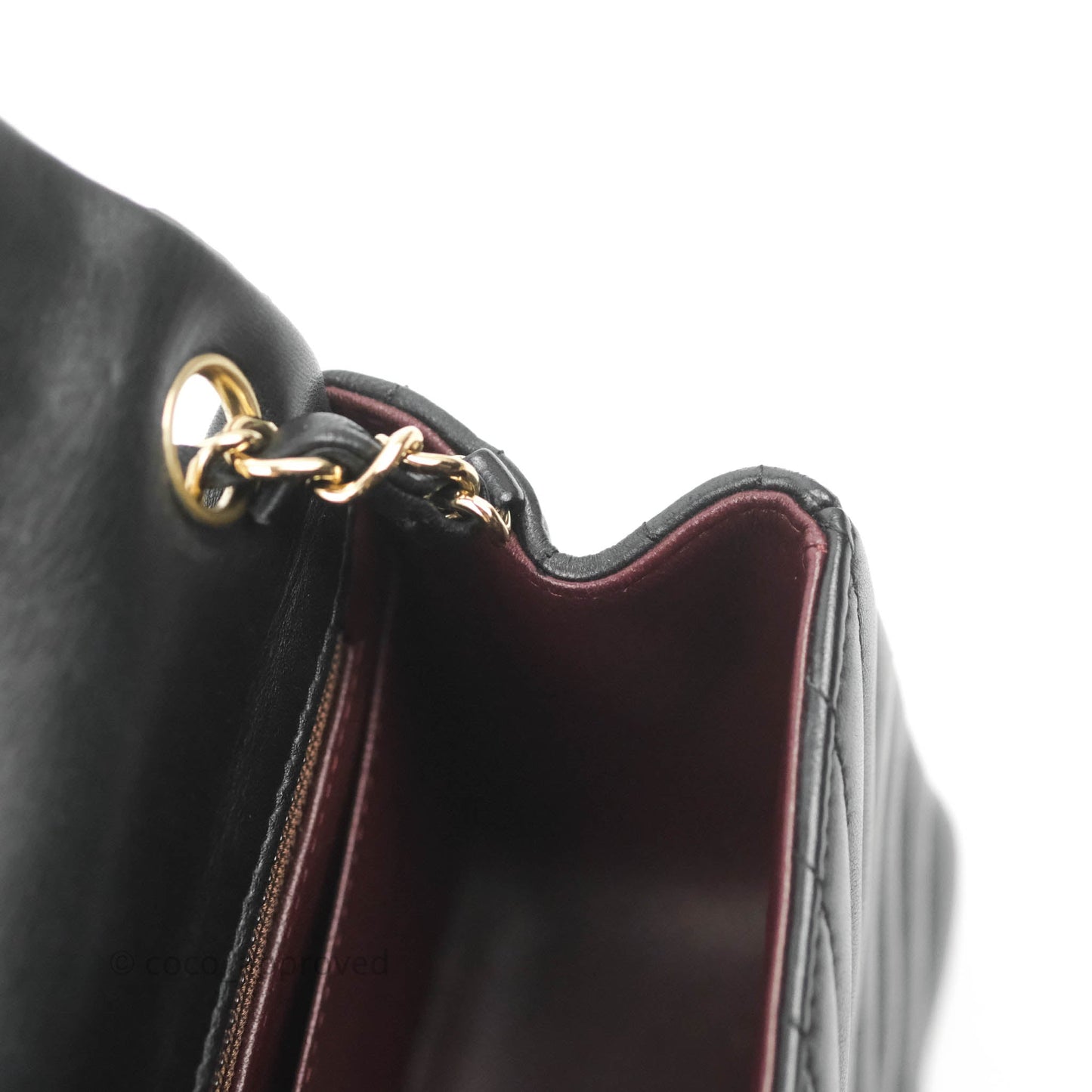 Chanel Mini Square Black Chevron Lambskin Gold Hardware