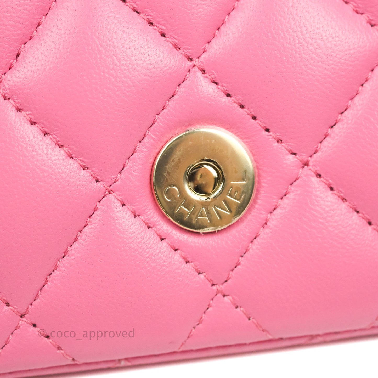 Chanel Quilted Case With Chain Pink Lambskin Gold Hardware
