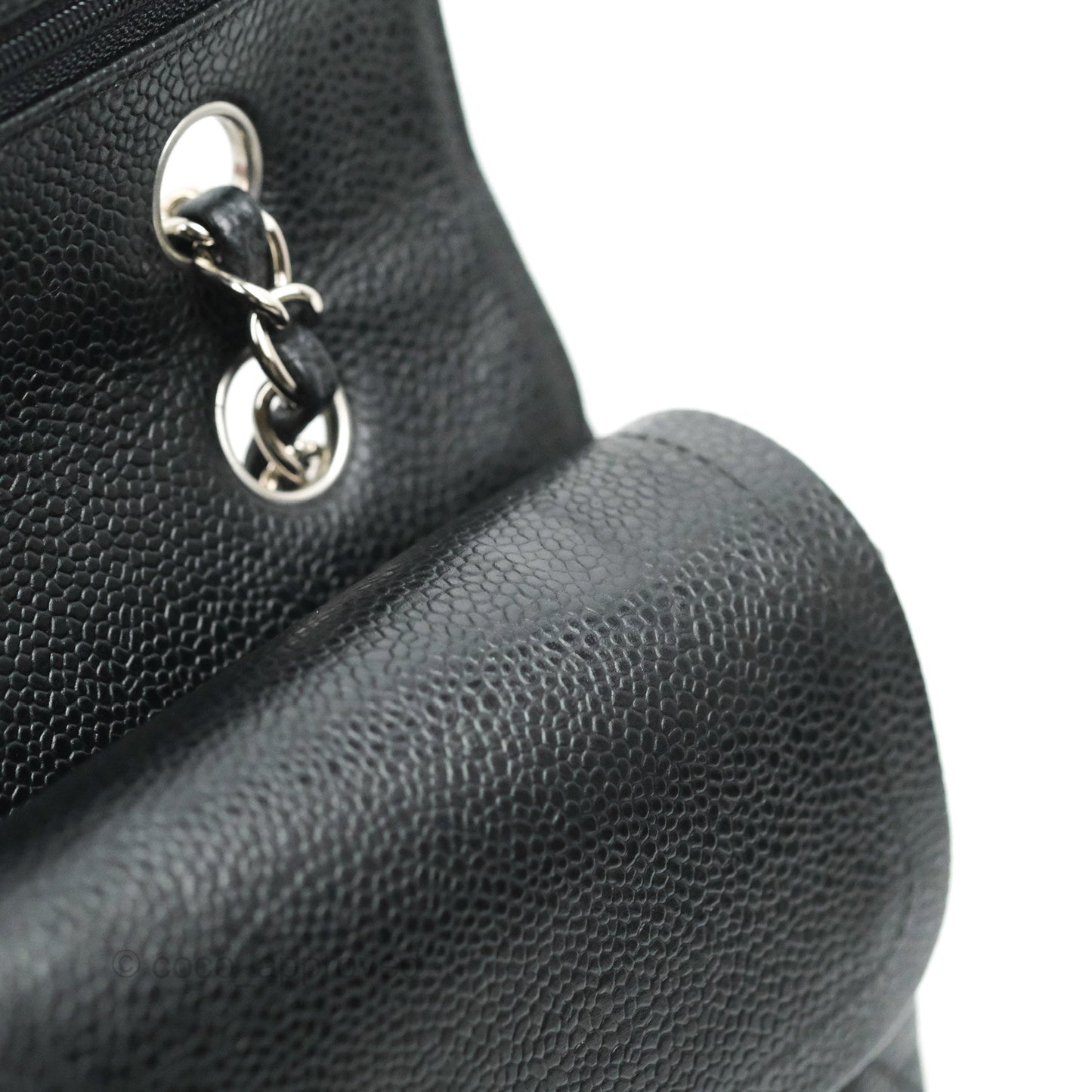 Chanel Classic M/L Medium Flap Quilted Black Caviar Silver Hardware