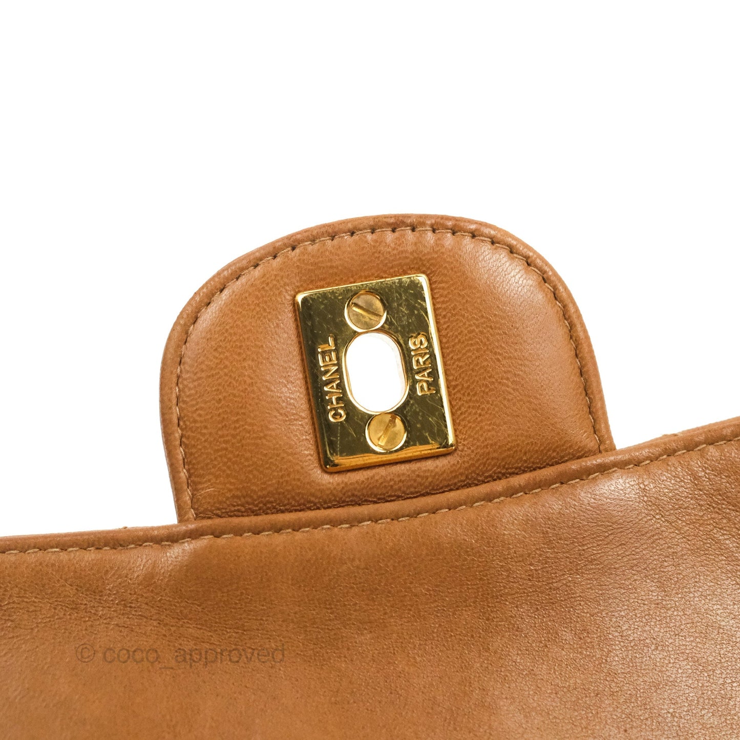 Chanel Vintage Double-sided Small Flap Brown Caramel Lambskin 24K Gold Hardware