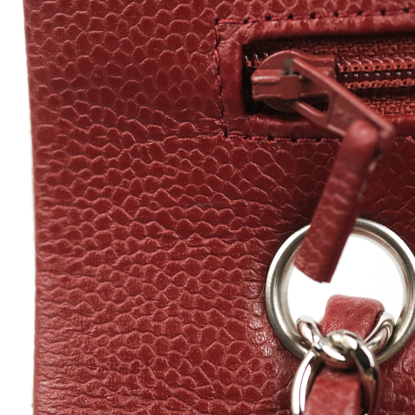Chanel Classic M/L Medium Flap Quilted Dark Red Caviar Silver Hardware