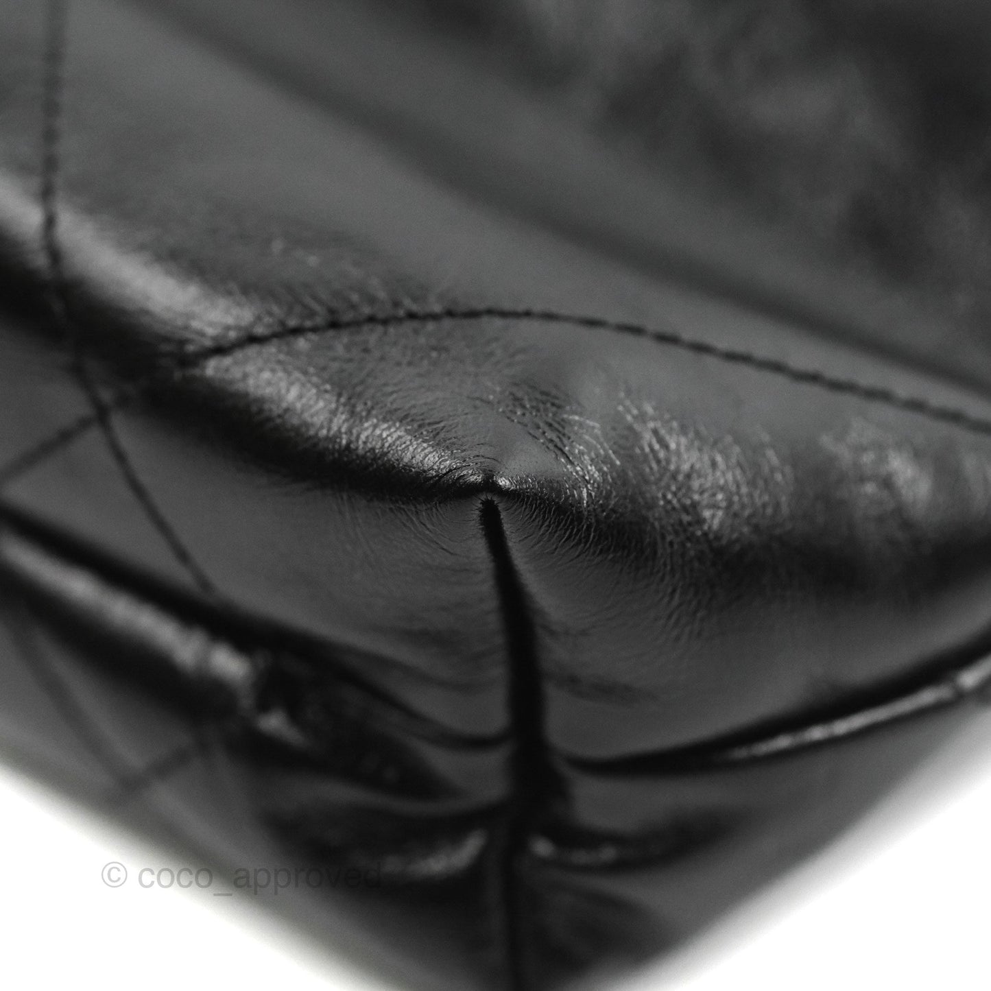 Chanel 22 Mini Bag with Pearl Chain Black Shiny Crumpled Calfskin