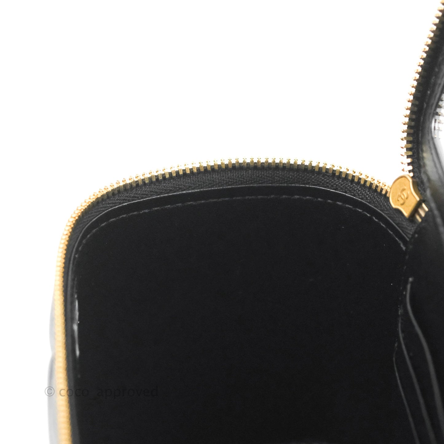 Chanel Vanity with COCO Heart Chain Black Lambskin Aged Gold Hardware