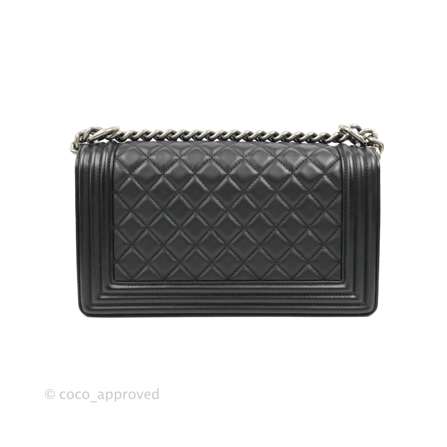 Chanel Quilted Medium Boy Black Calfskin Ruthenium Hardware