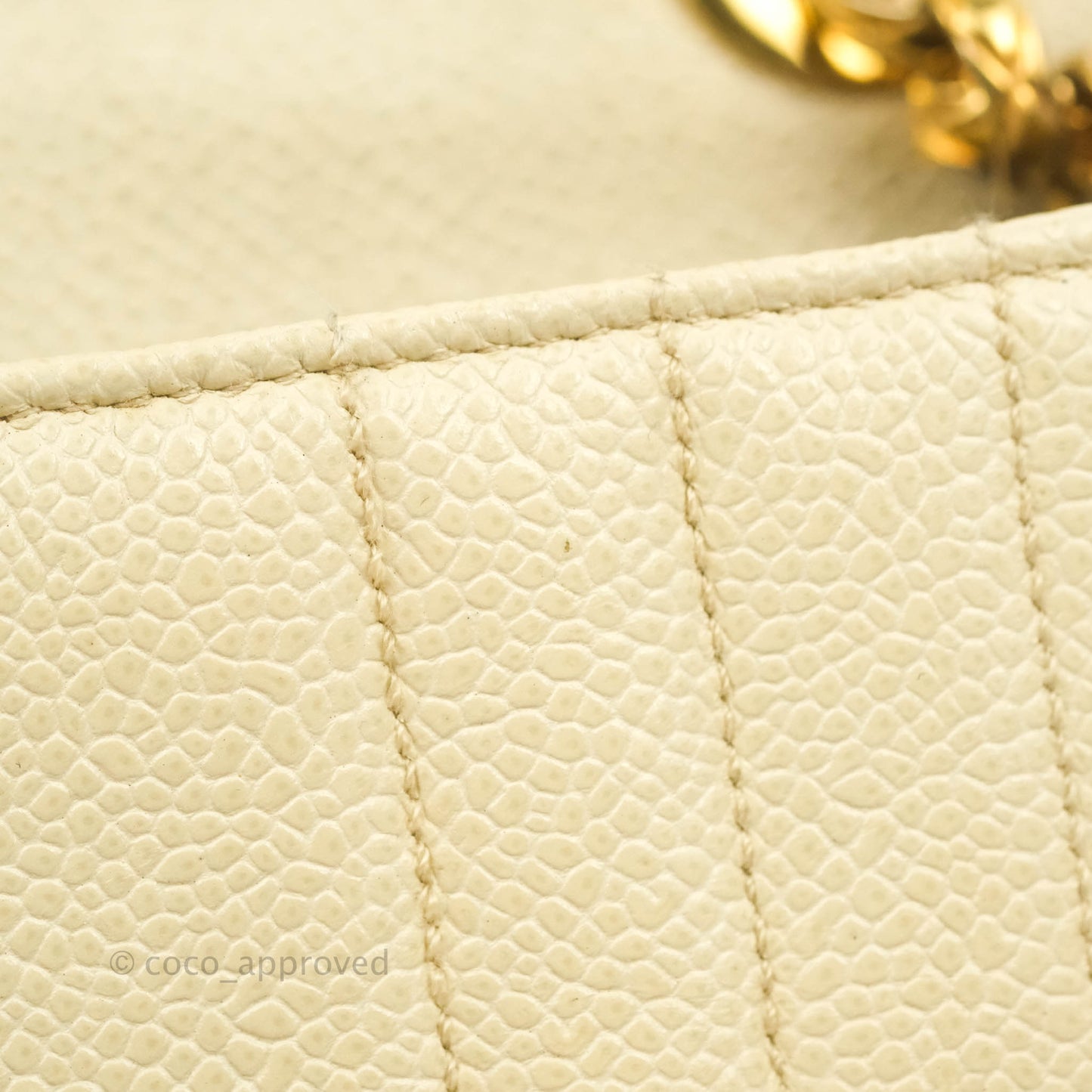 Chanel Vintage Vertical Mini Square Beige Caviar Gold Hardware