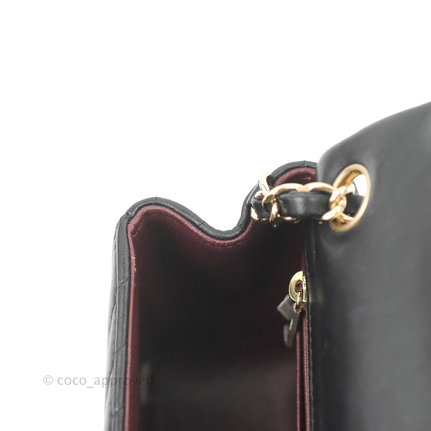Chanel Mini Square Black Chevron Lambskin Gold Hardware