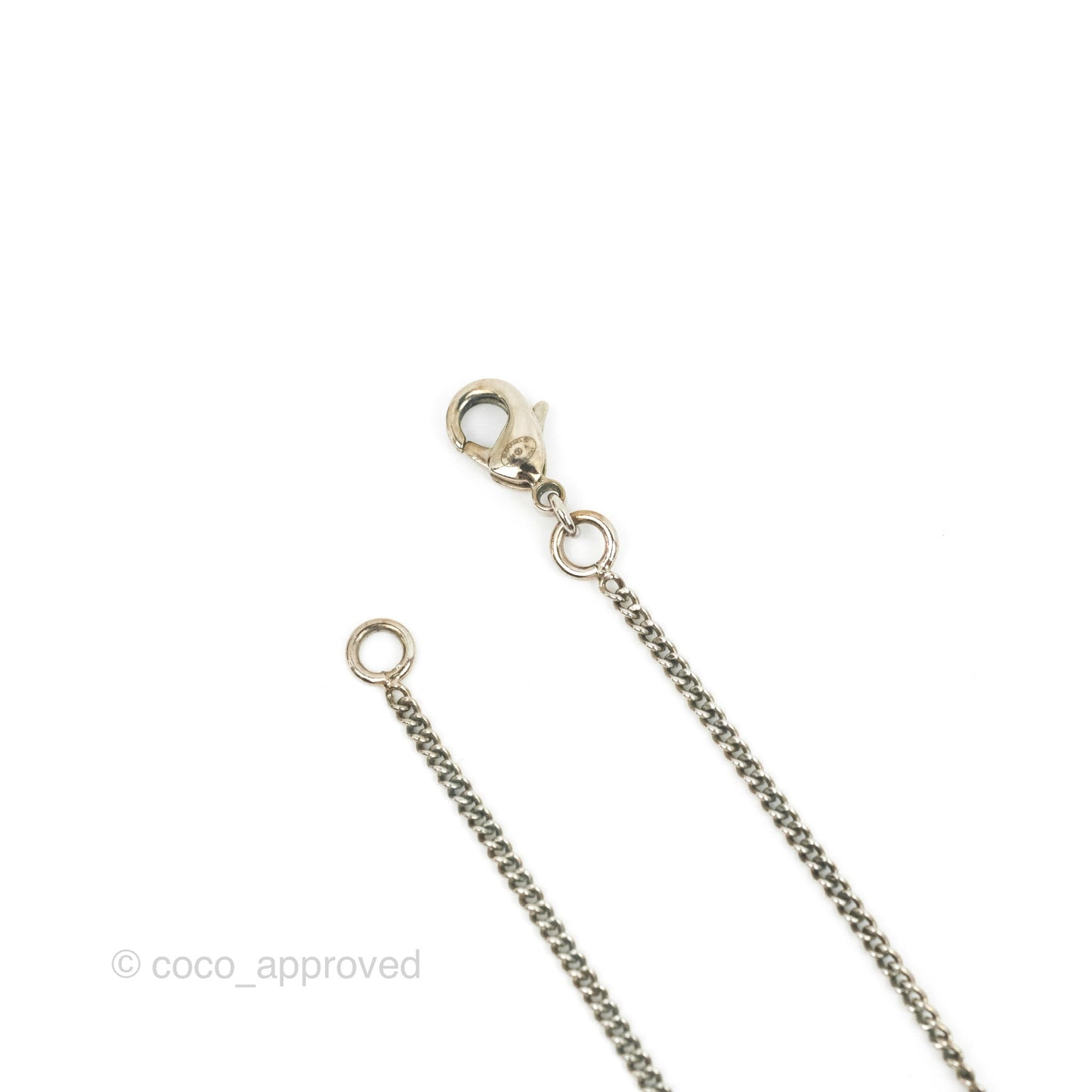 Chanel Baguette Crystal Pearl CC Lariat Necklace Silver