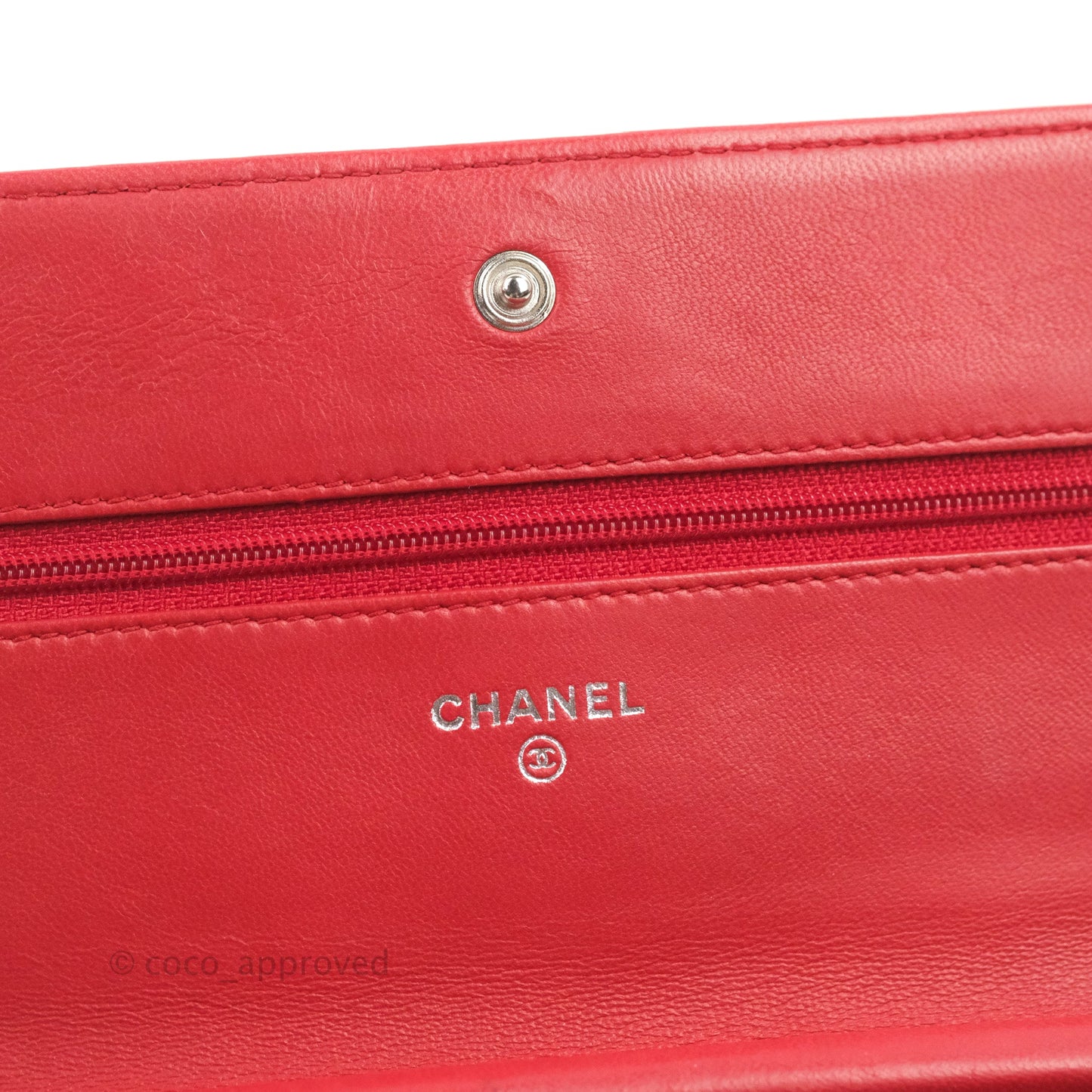 Chanel Boy Wallet on Chain WOC Red Lambskin Dark Silver Hardware