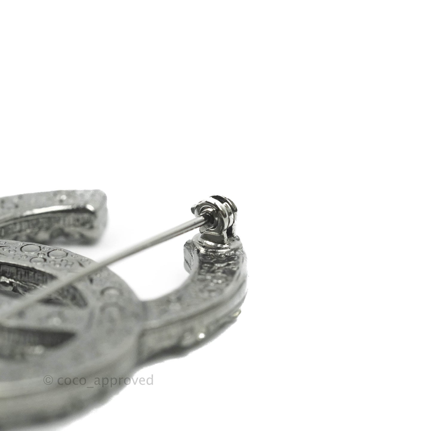 Chanel CC Crystal Brooch Silver Tone