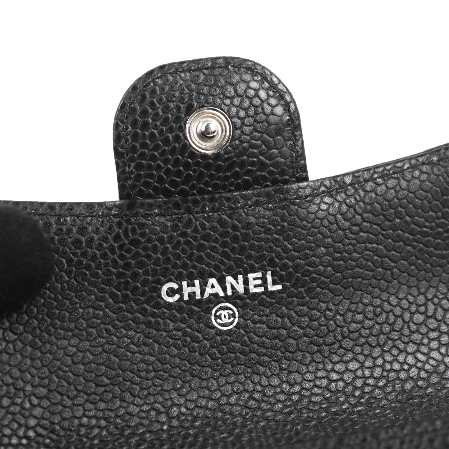 Chanel Quilted Flap Card Holder Black Caviar Silver Hardware
