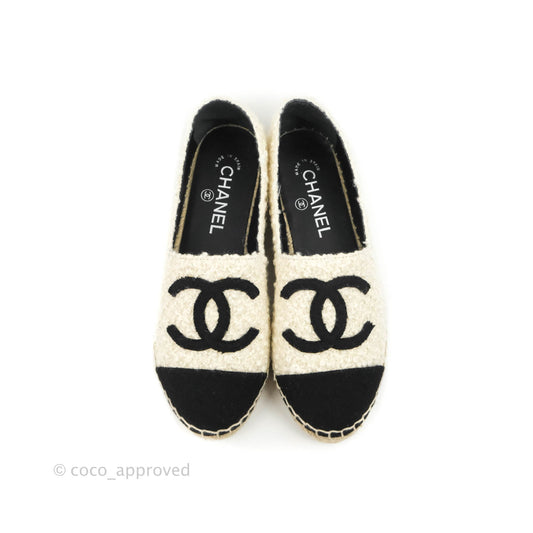 Chanel CC Espadrilles Tweed Black White Size 36