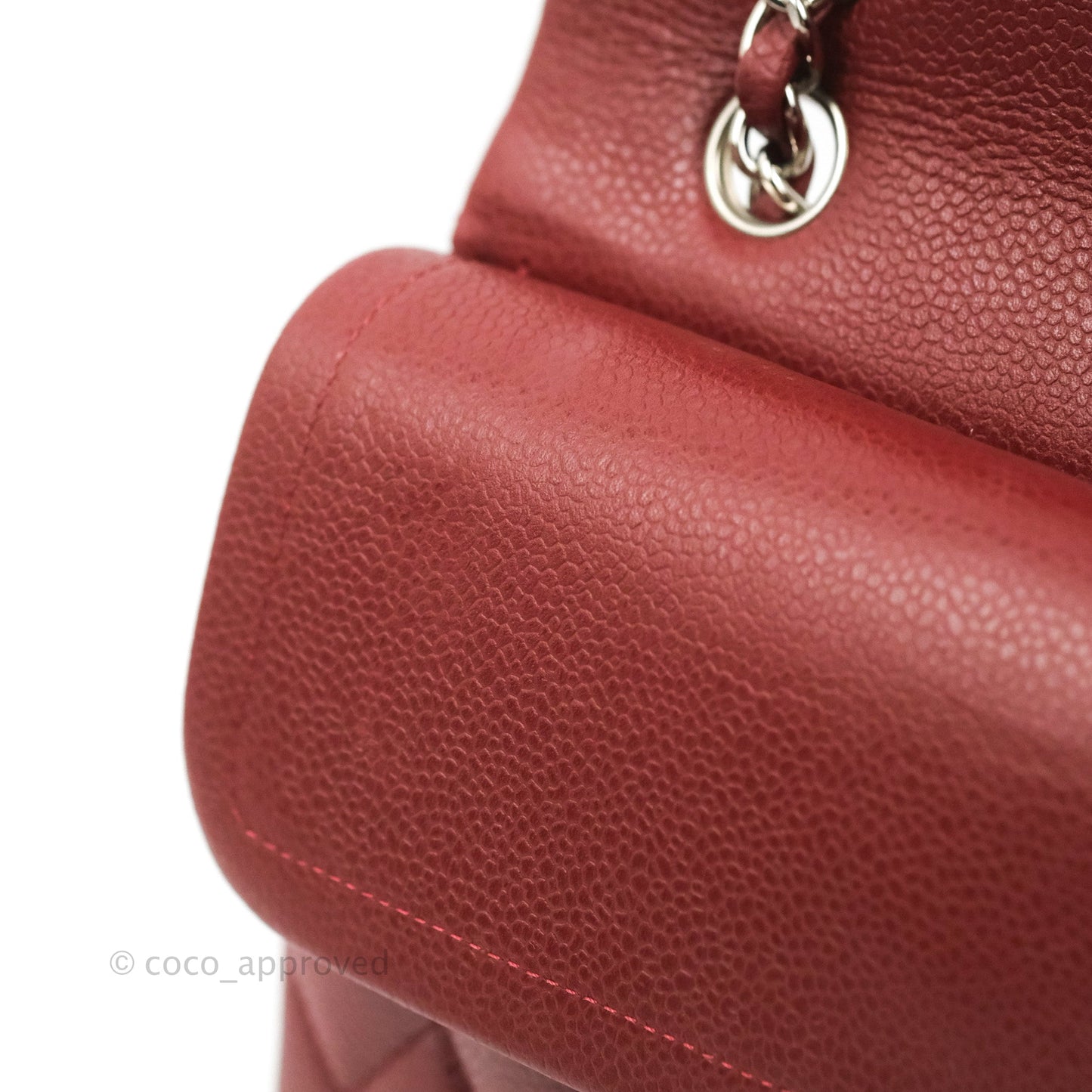 Chanel Classic M/L Medium Flap Quilted Dark Red Caviar Silver Hardware