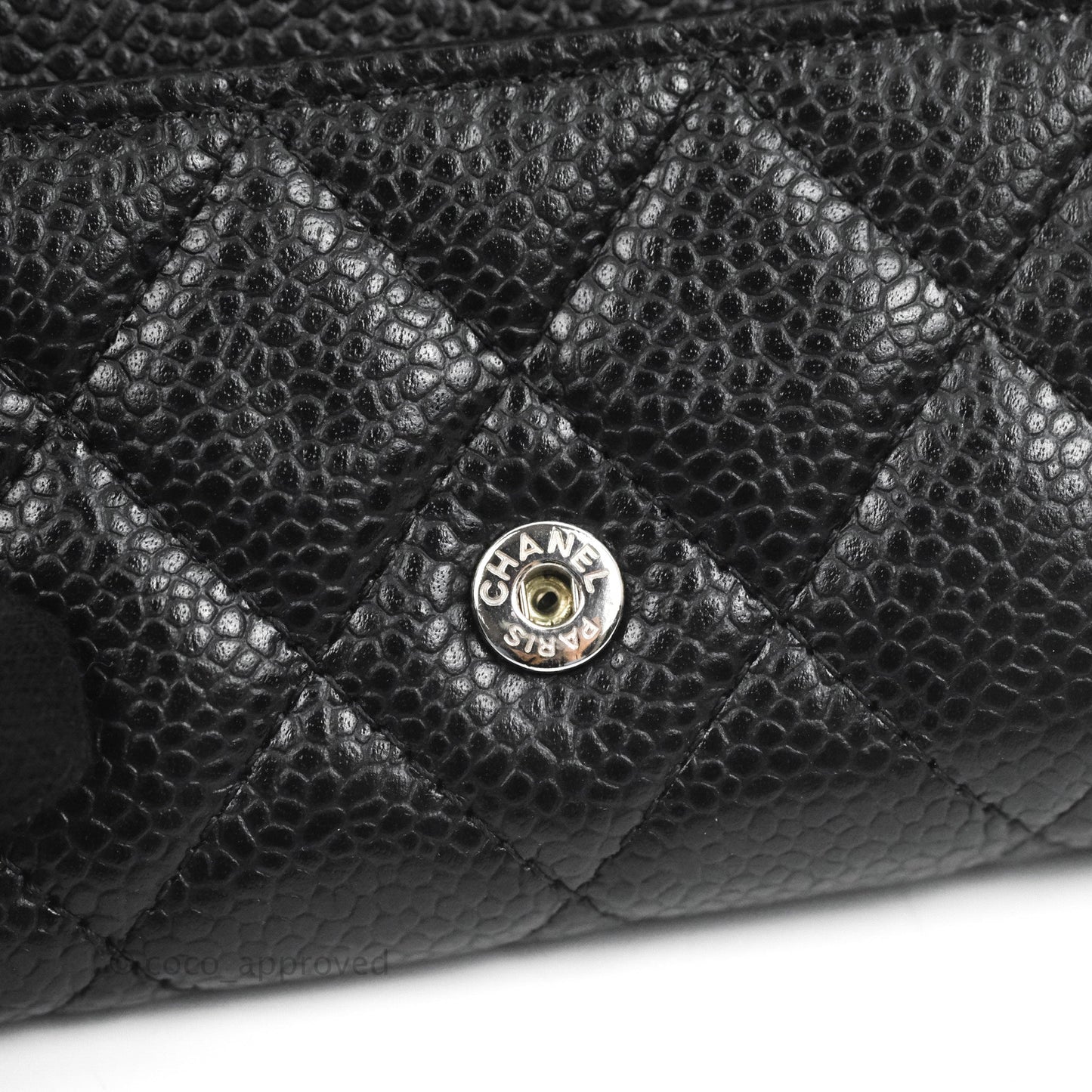 Chanel Quilted Flap Card Holder Black Caviar Silver Hardware