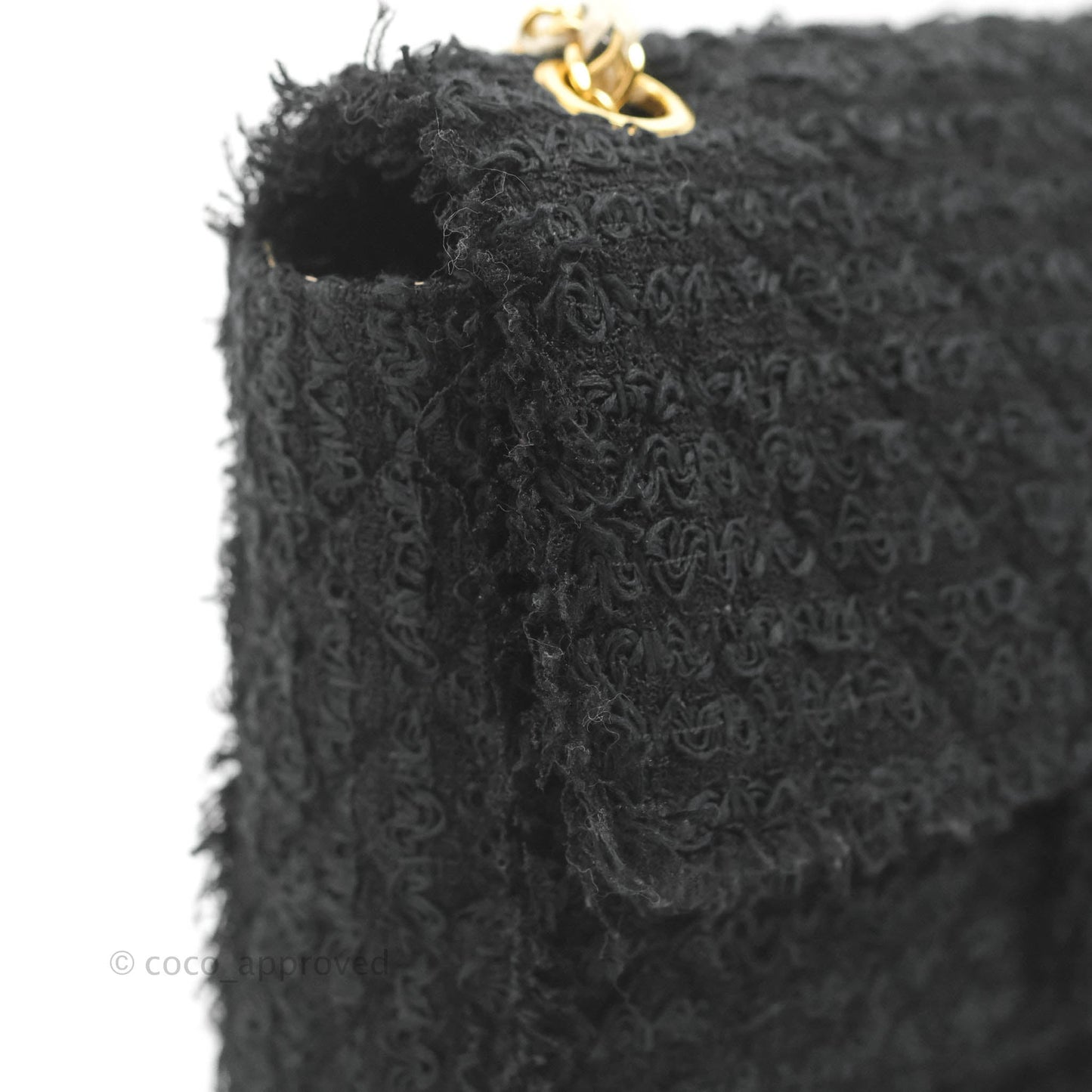 Chanel Medium Classic Double Flap Bag Black Tweed Gold & Gun Metal Hardware