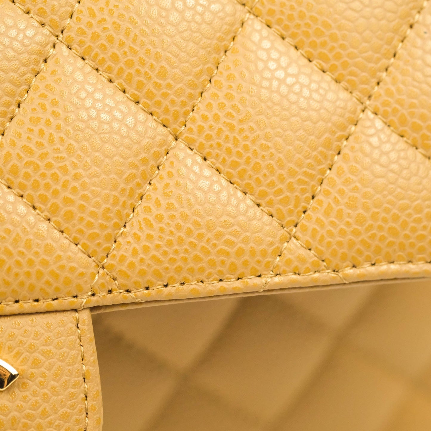 Chanel S/M Small Classic Quilted Flap Dark Beige Caviar 24K Gold Hardware