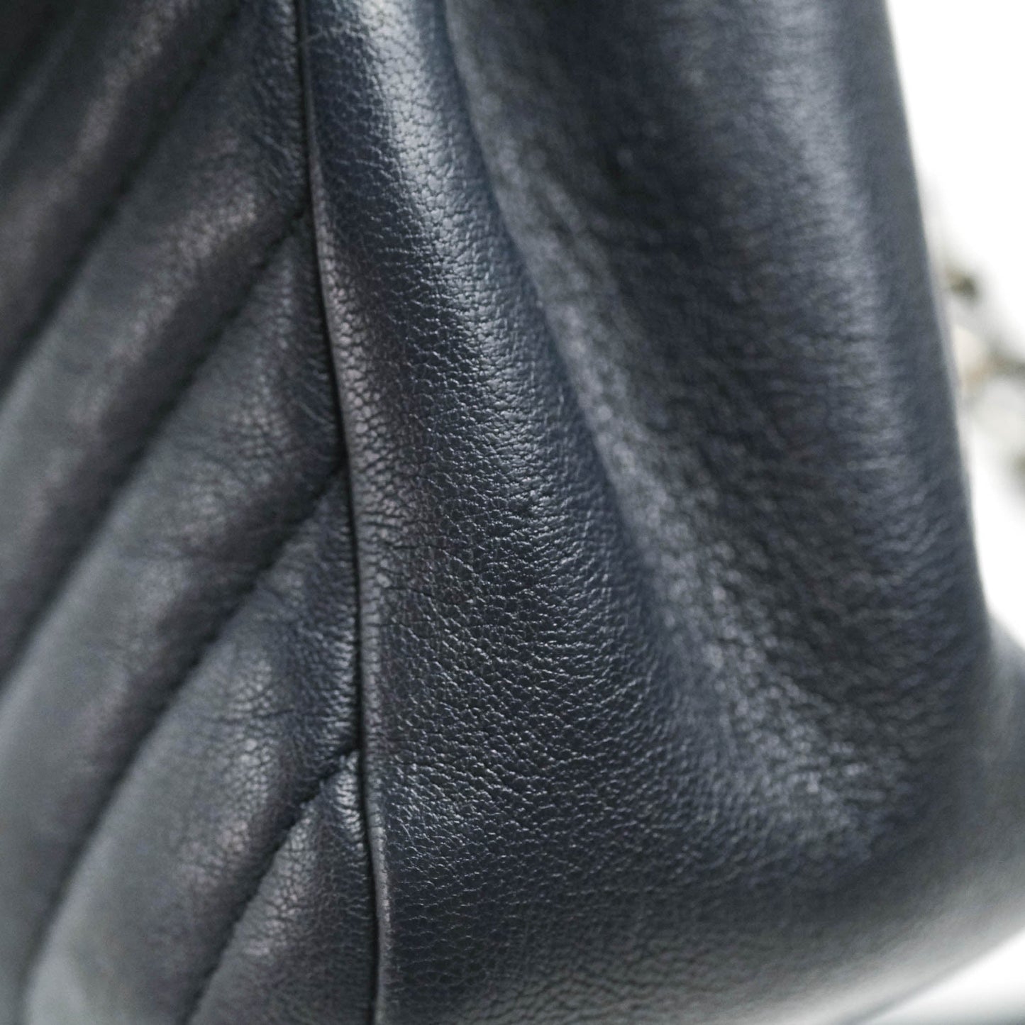 Saint Laurent Chevron Large College Navy Chain Bag Ruthenium Hardware
