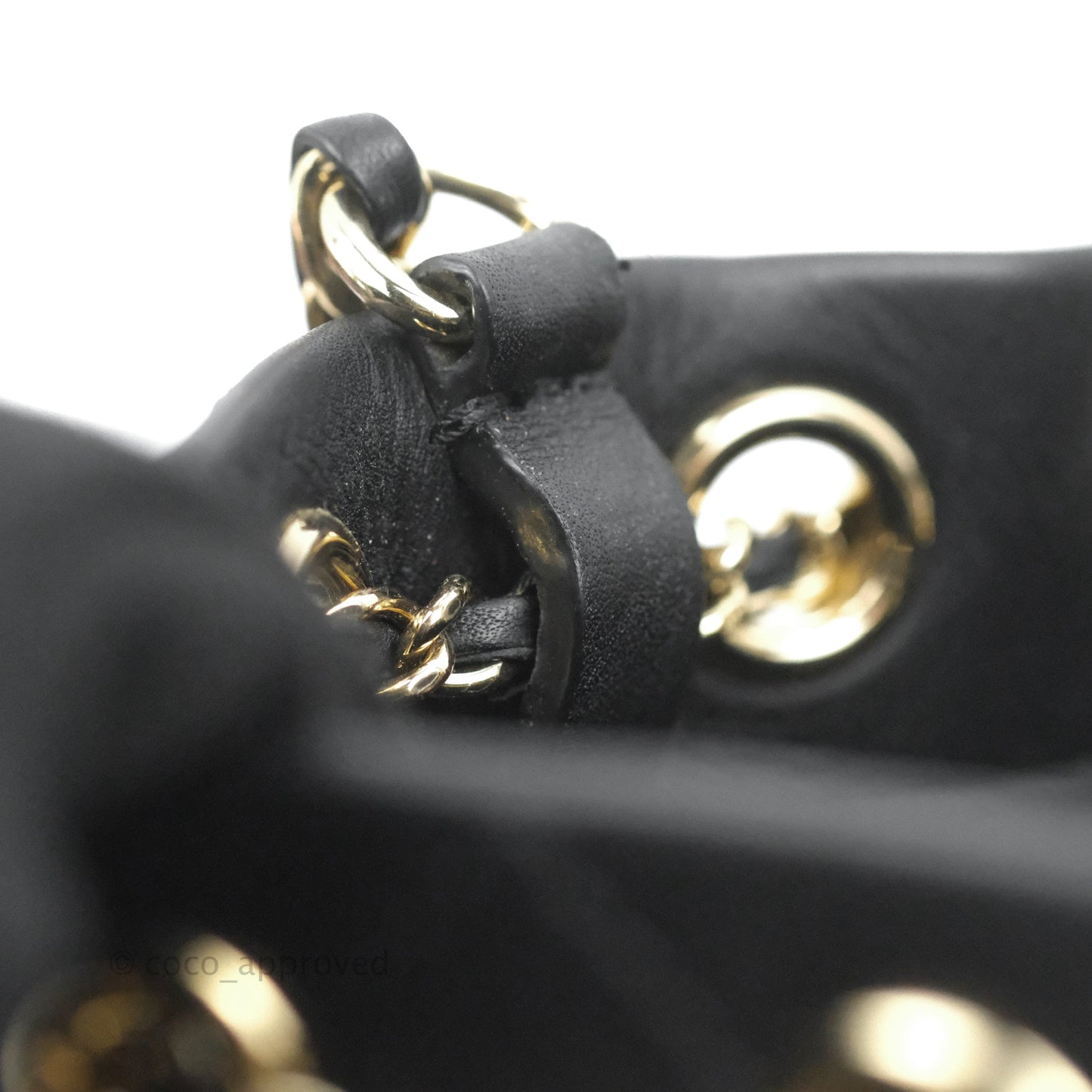 Chanel Mini CC Drawstring Bucket Bag Black Calfskin Gold Hardware