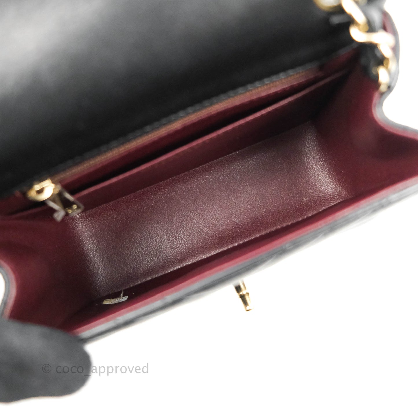 Chanel Mini Square Black Chevron Lambskin Gold Hardware