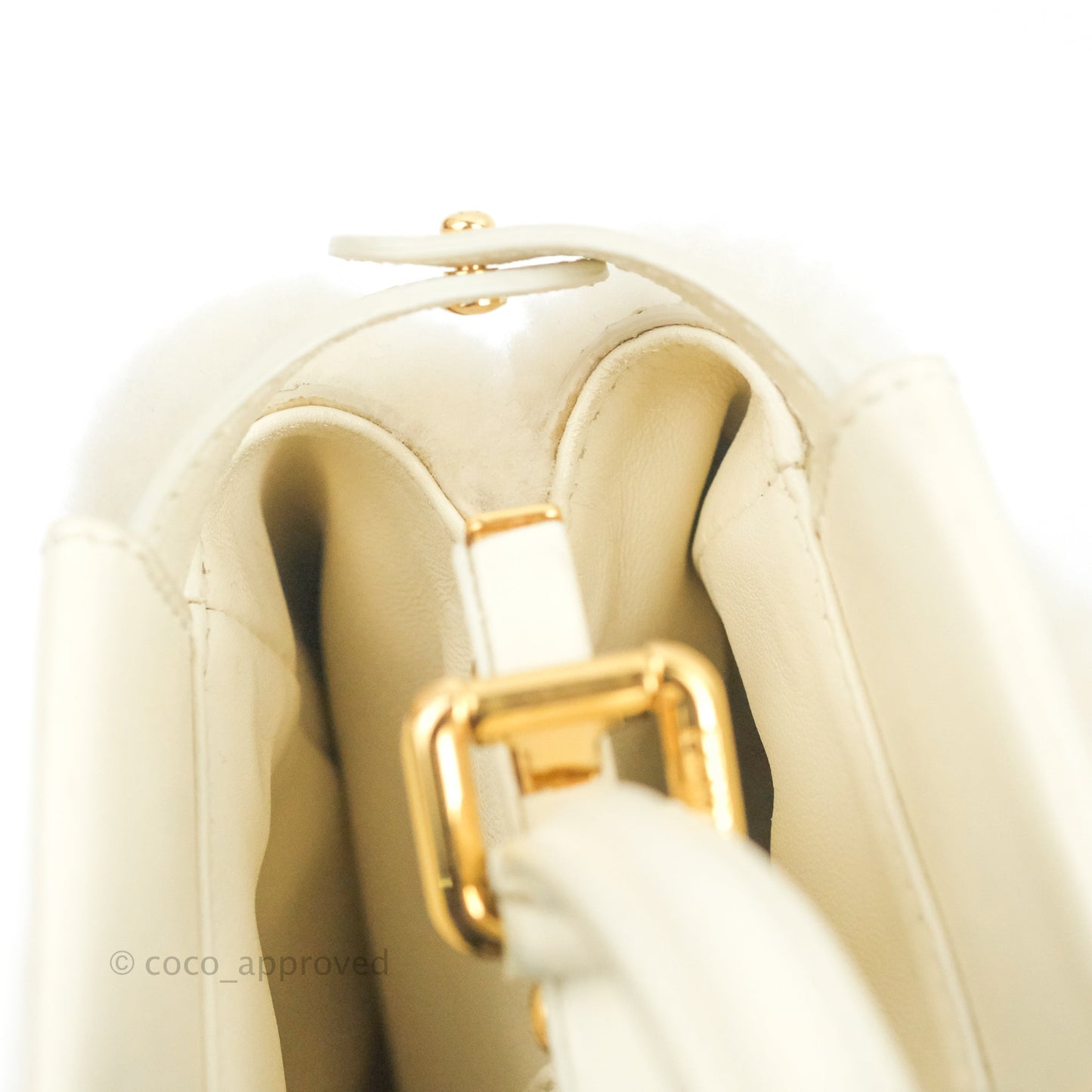 Fendi Mini Peekaboo Shearling Bag White Gold Harware