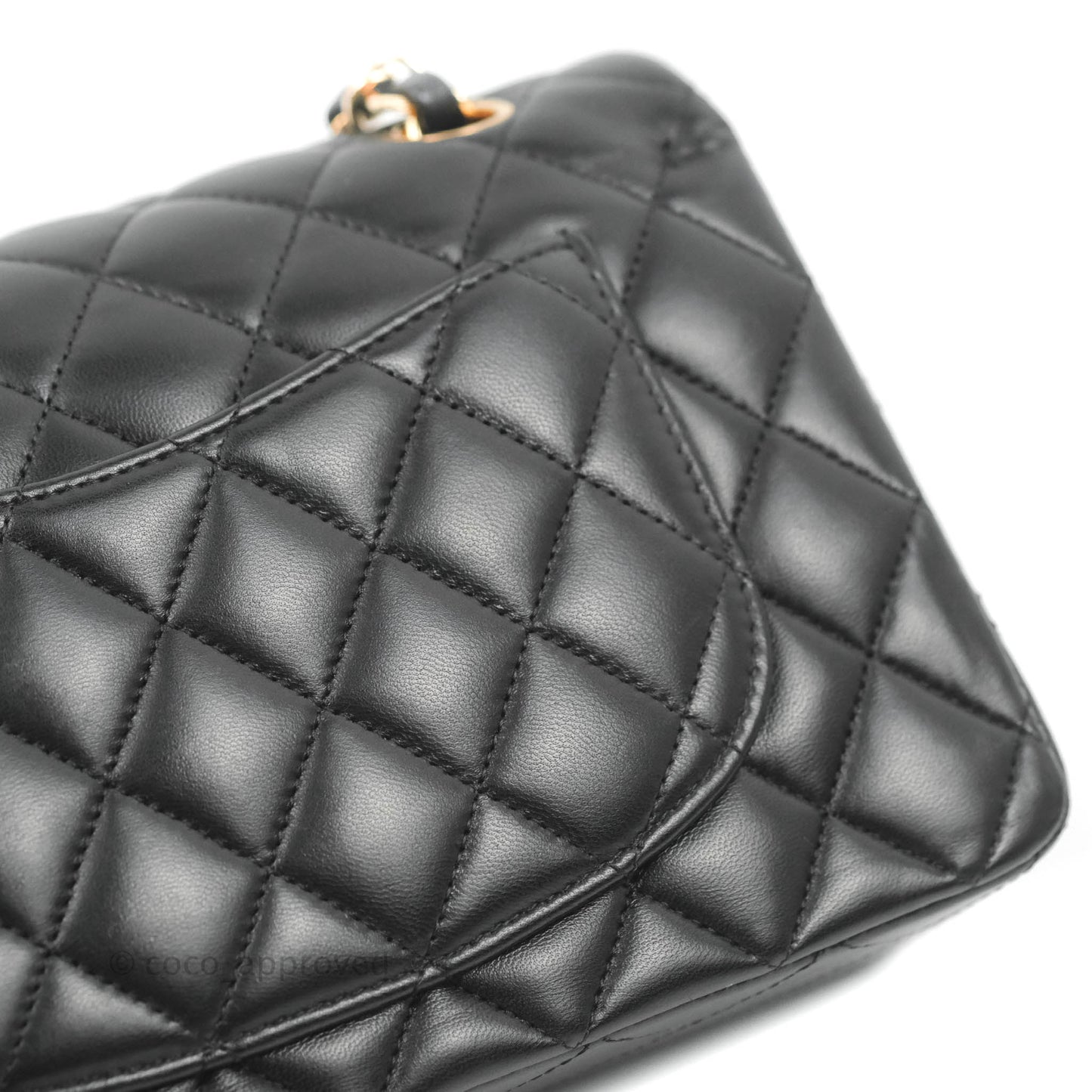 Chanel Small Classic Quilted Flap Black Lambskin Rose Gold Hardware