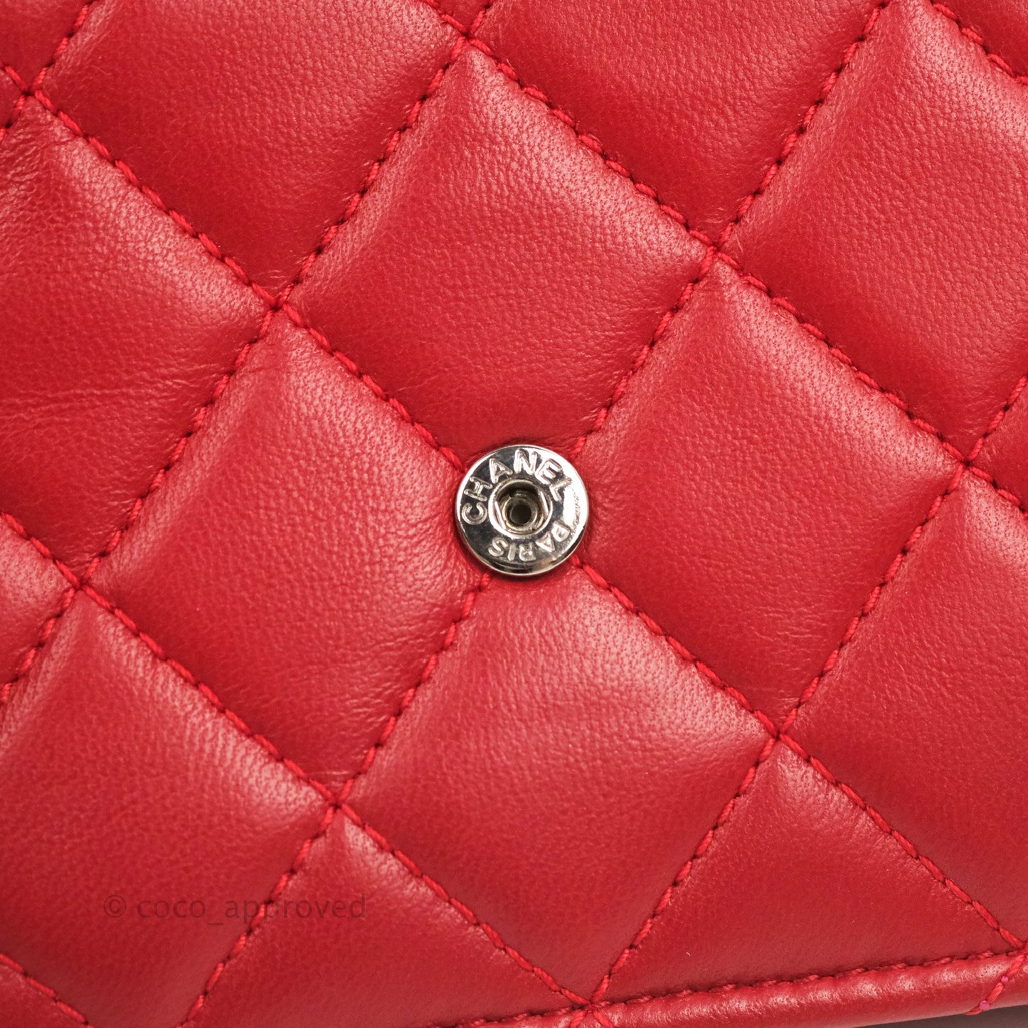 Chanel Boy Wallet on Chain WOC Red Lambskin Dark Silver Hardware