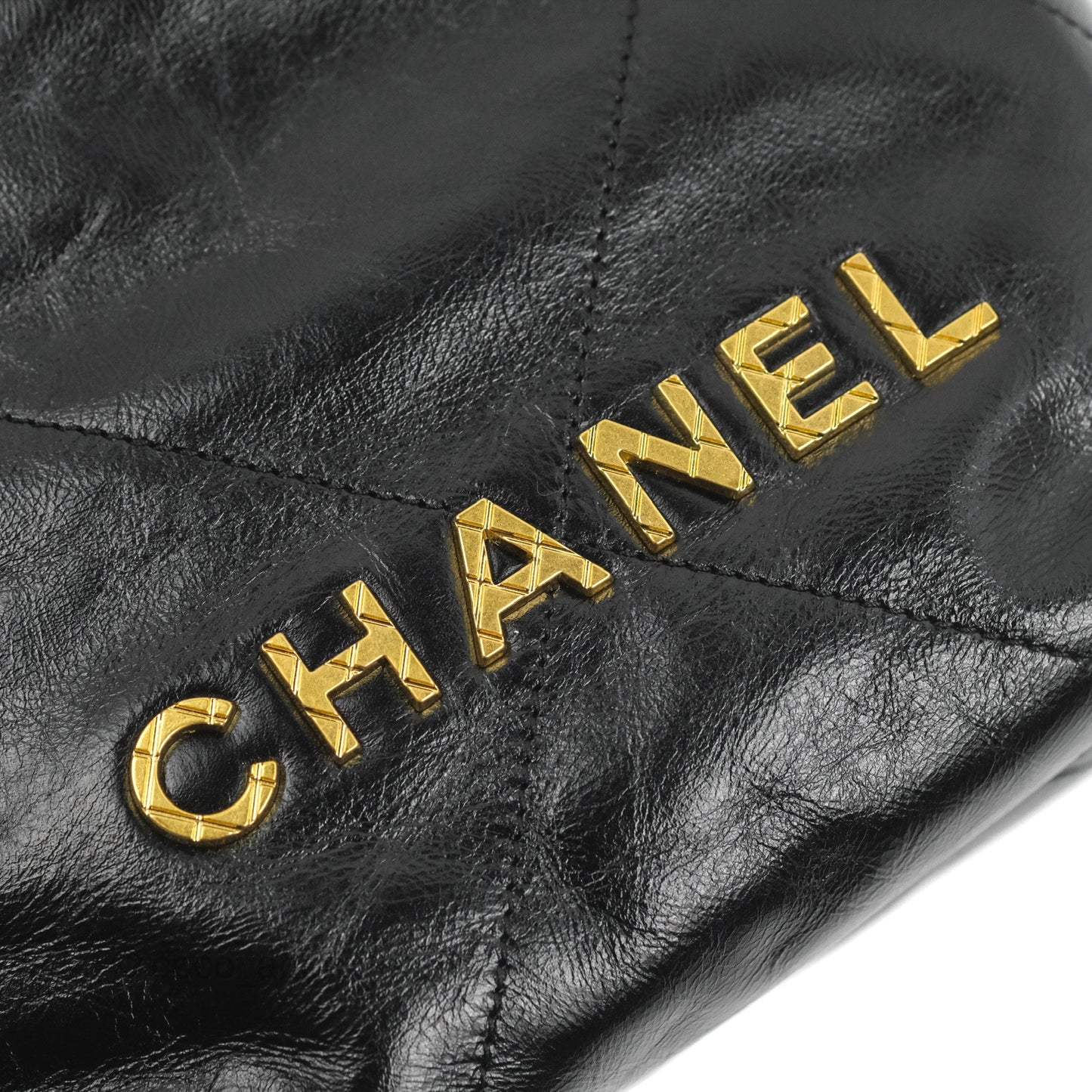 Chanel 22 Mini Bag with Pearl Chain Black Shiny Crumpled Calfskin