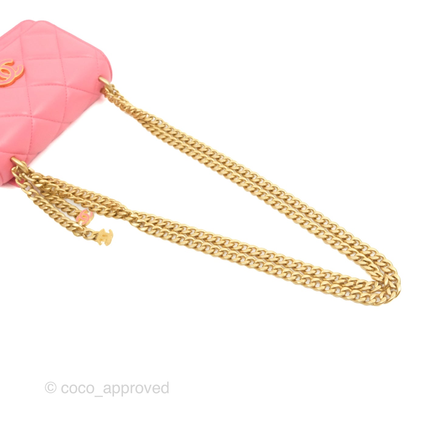 Chanel Enamel Quilted Pending CC Mini WOC Pink Lambskin Aged Gold Hardware 22P